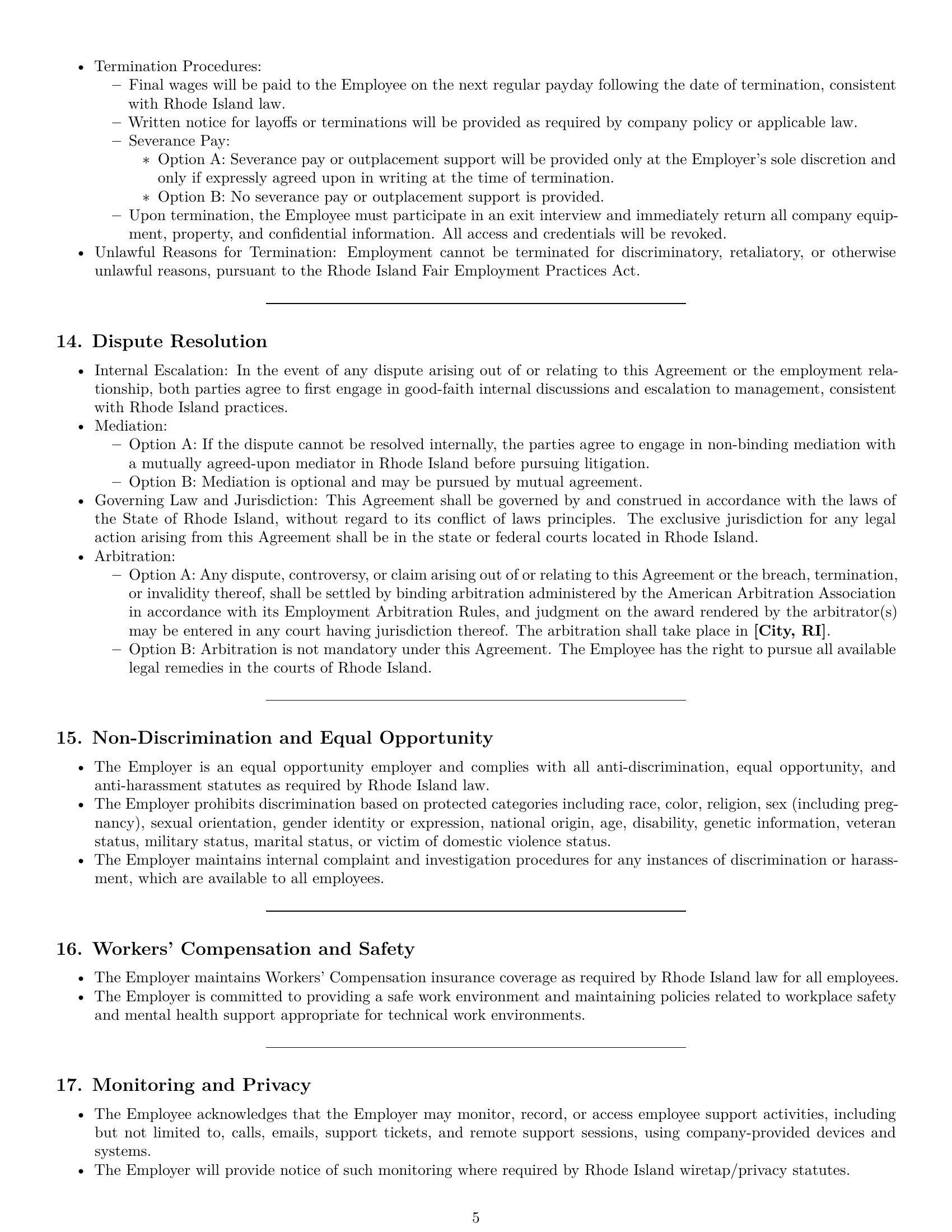 Preview page 5 of Pro Rhode Island technical support engineer employment contract template