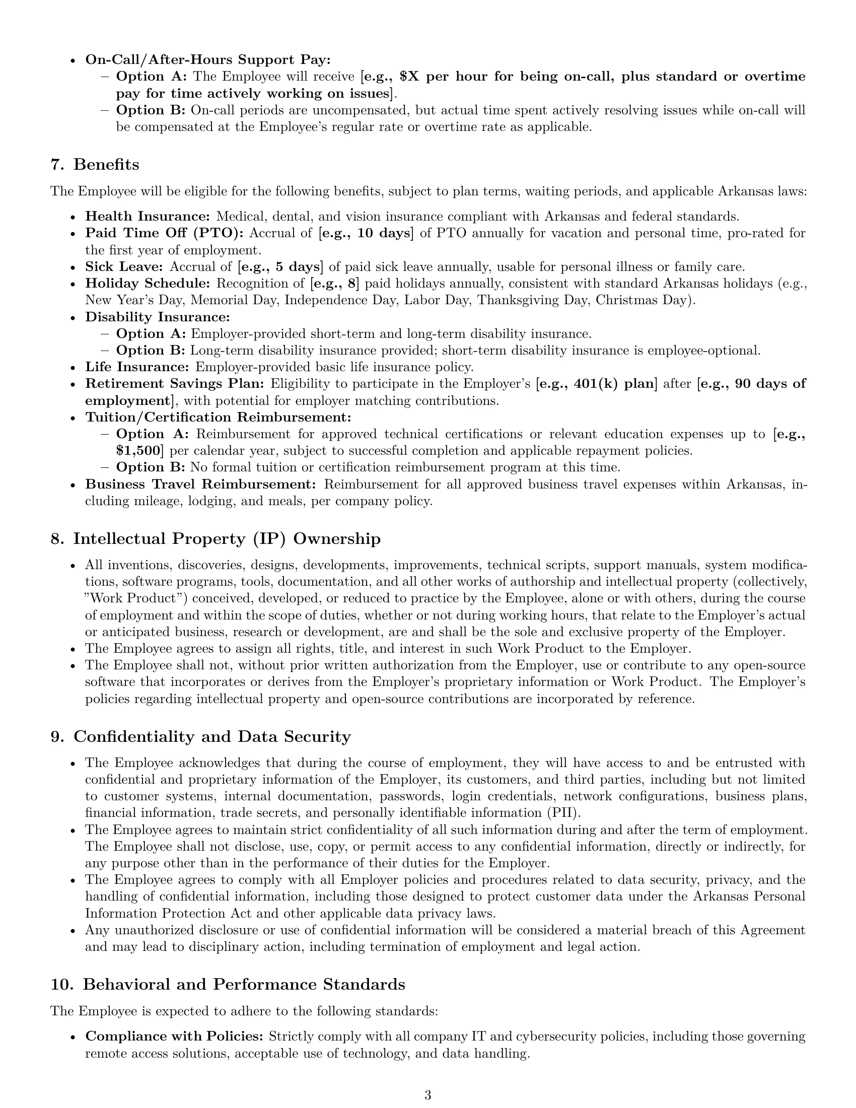 Preview page 3 of Pro Arkansas technical support engineer employment contract template