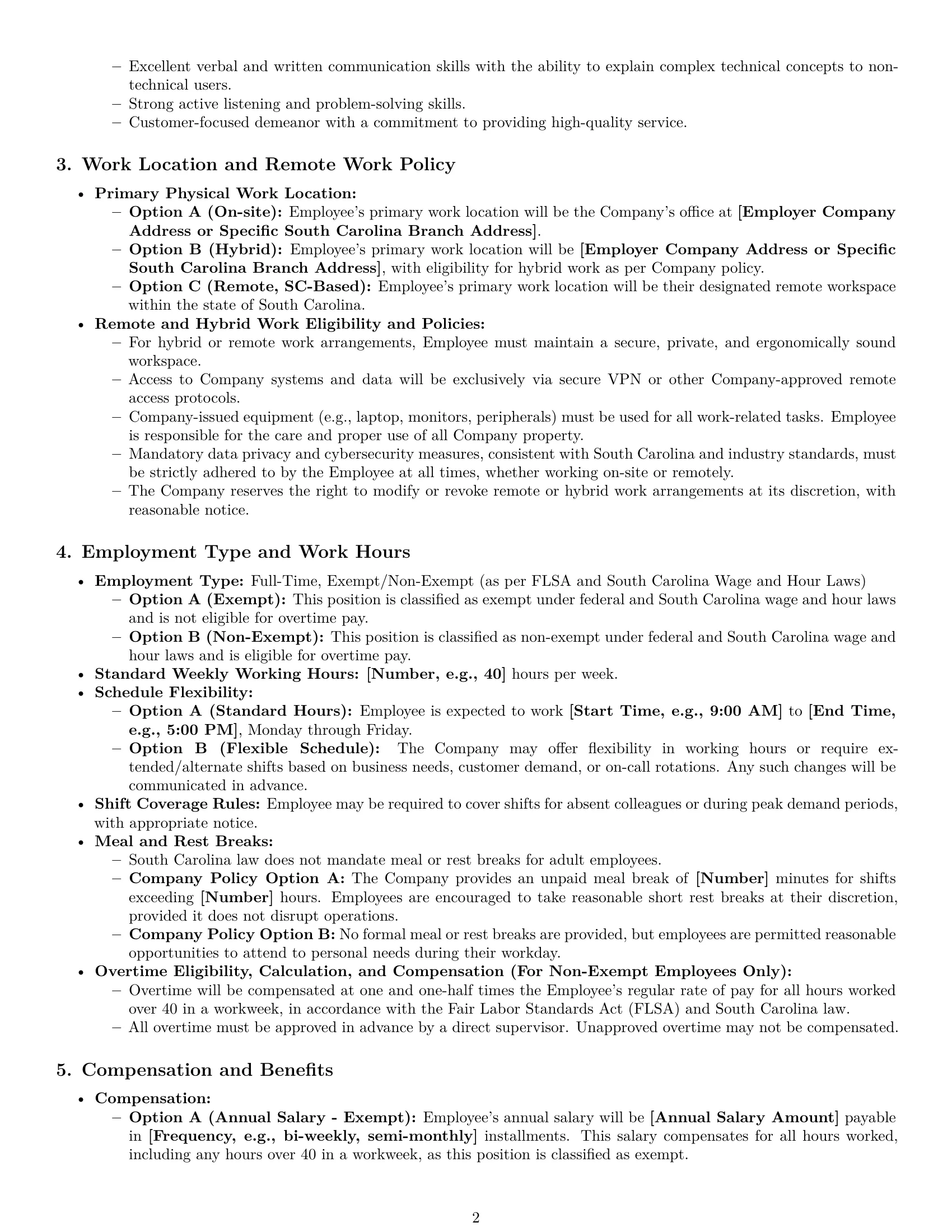 Preview page 2 of Pro South Carolina technical support engineer employment contract template