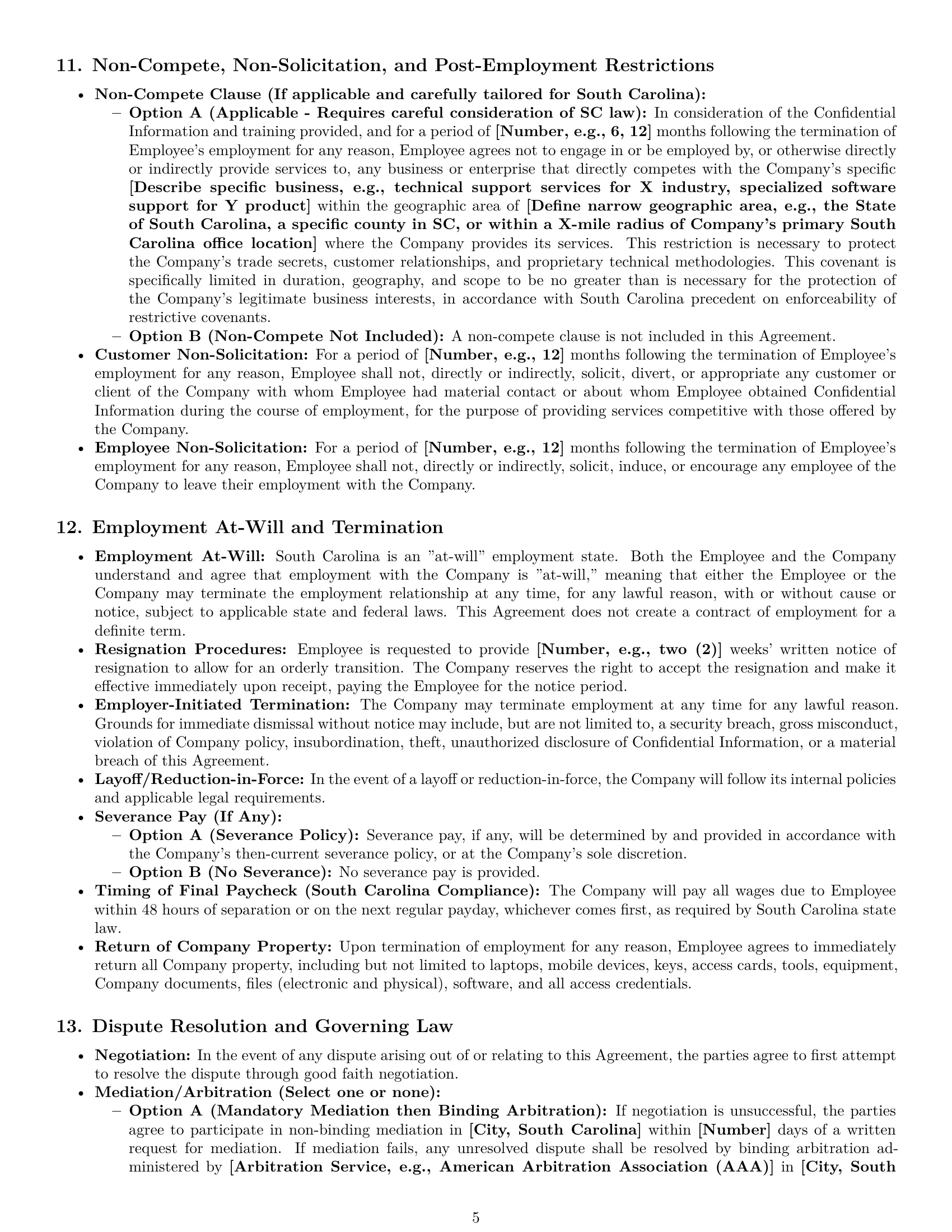 Preview page 5 of Pro South Carolina technical support engineer employment contract template