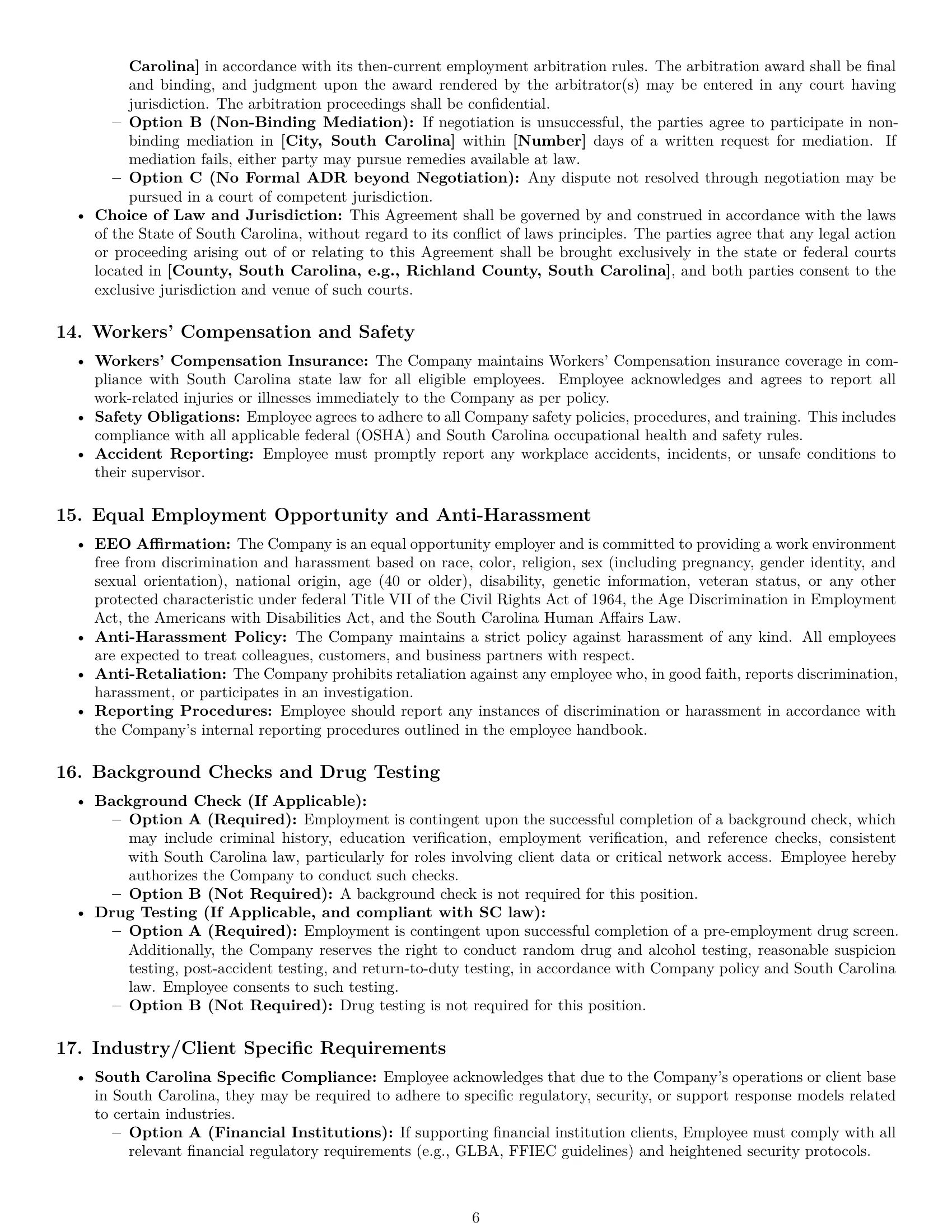 Preview page 6 of Pro South Carolina technical support engineer employment contract template