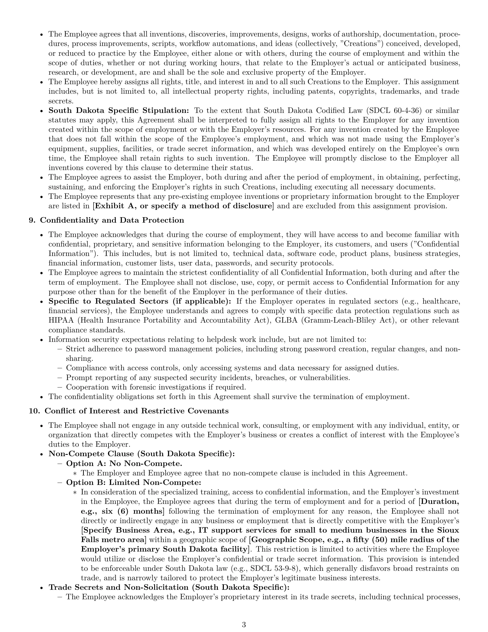 Preview page 3 of Pro South Dakota technical support engineer employment contract template