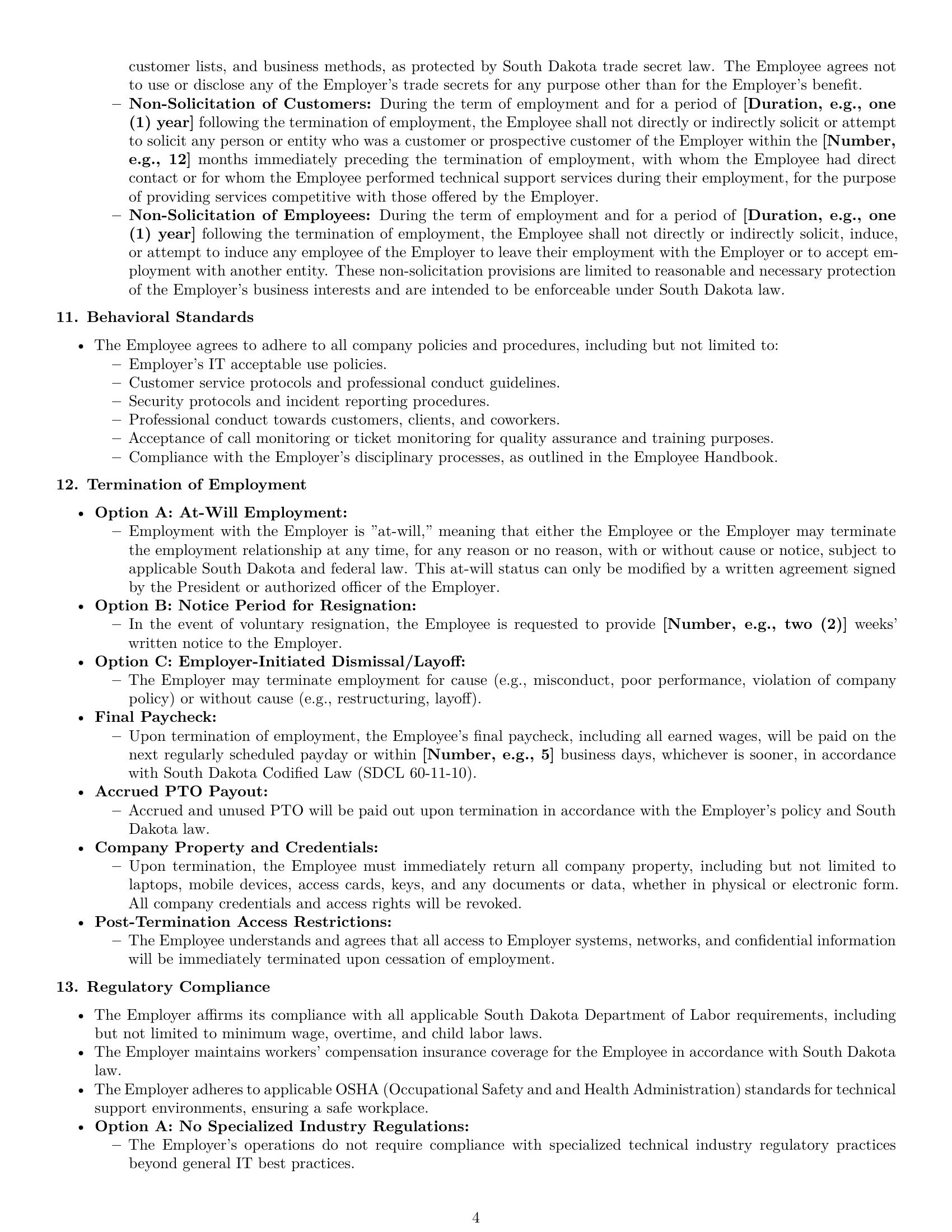 Preview page 4 of Pro South Dakota technical support engineer employment contract template