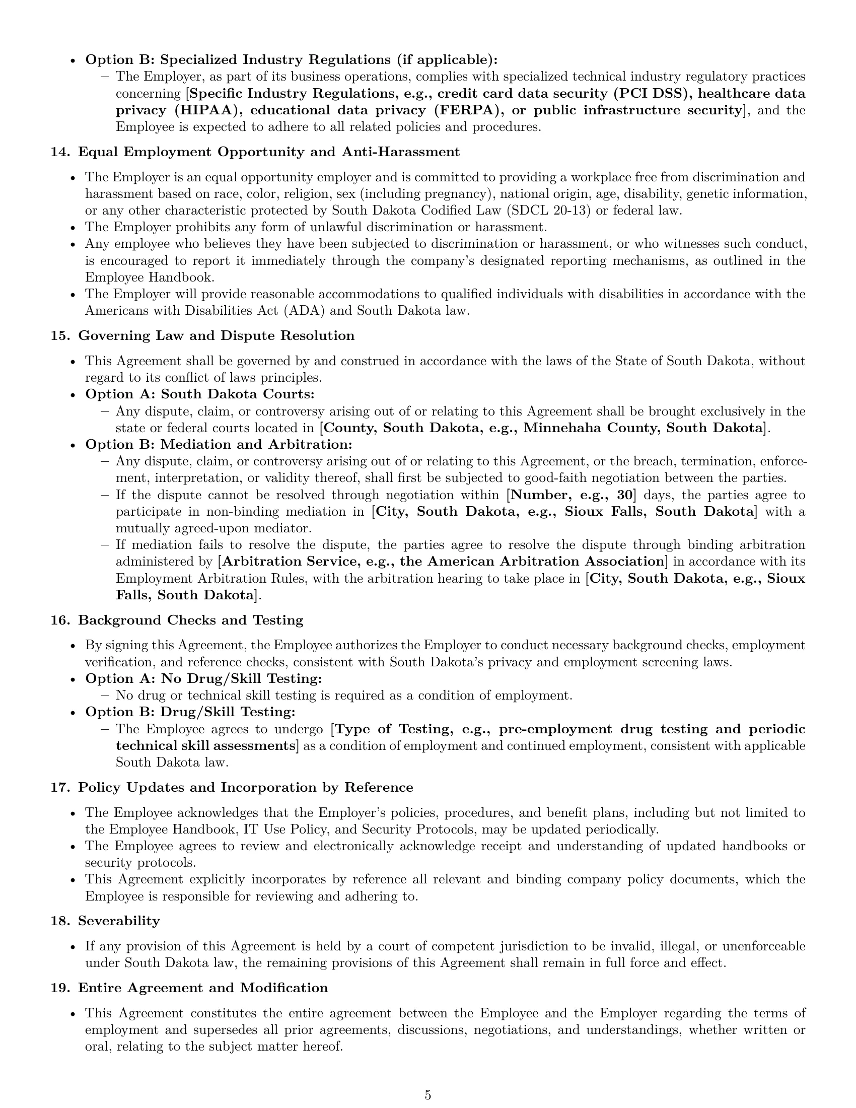 Preview page 5 of Pro South Dakota technical support engineer employment contract template