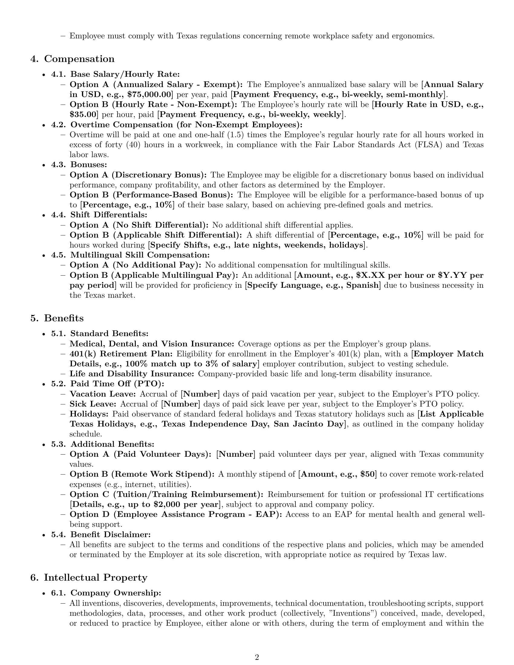 Preview page 2 of Pro Texas technical support engineer employment contract template