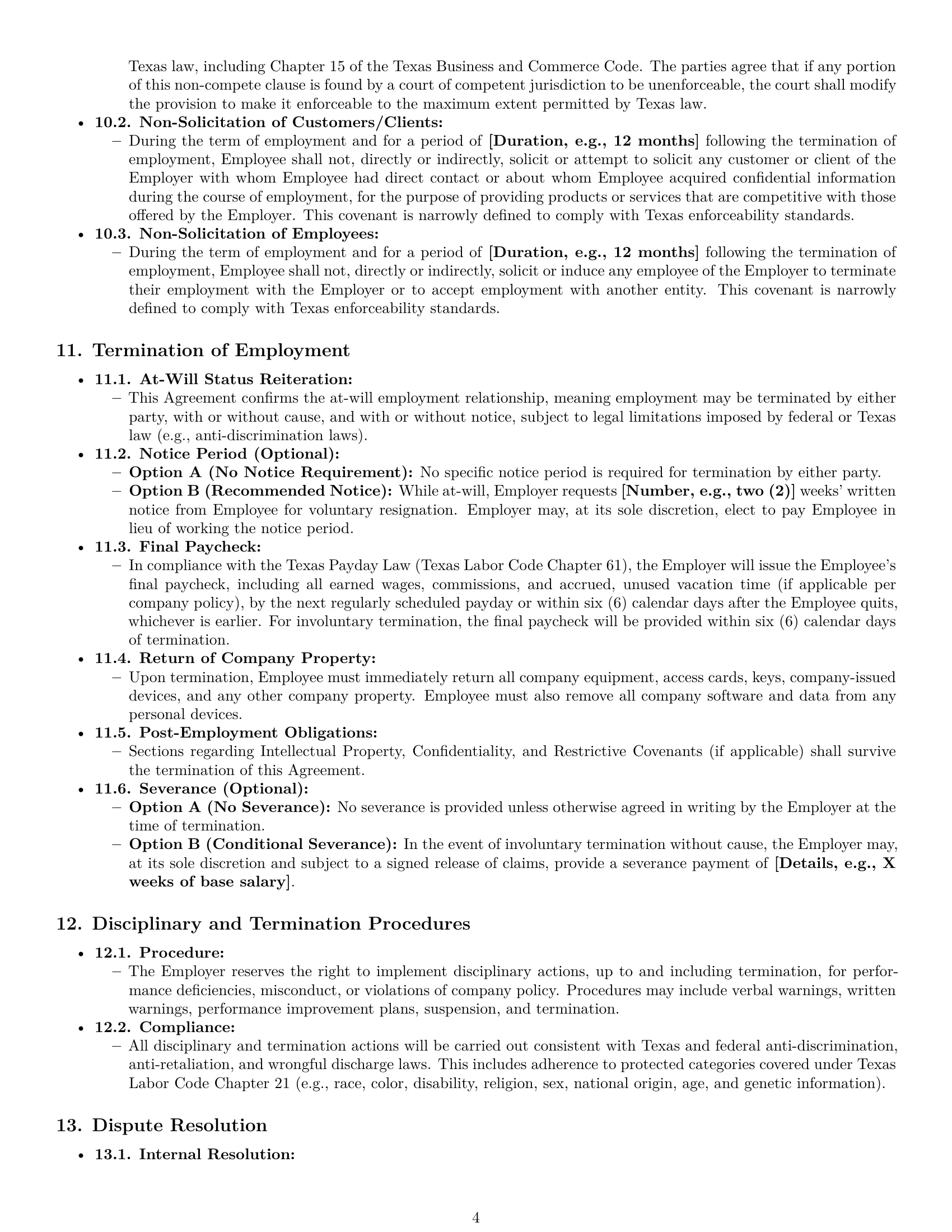 Preview page 4 of Pro Texas technical support engineer employment contract template