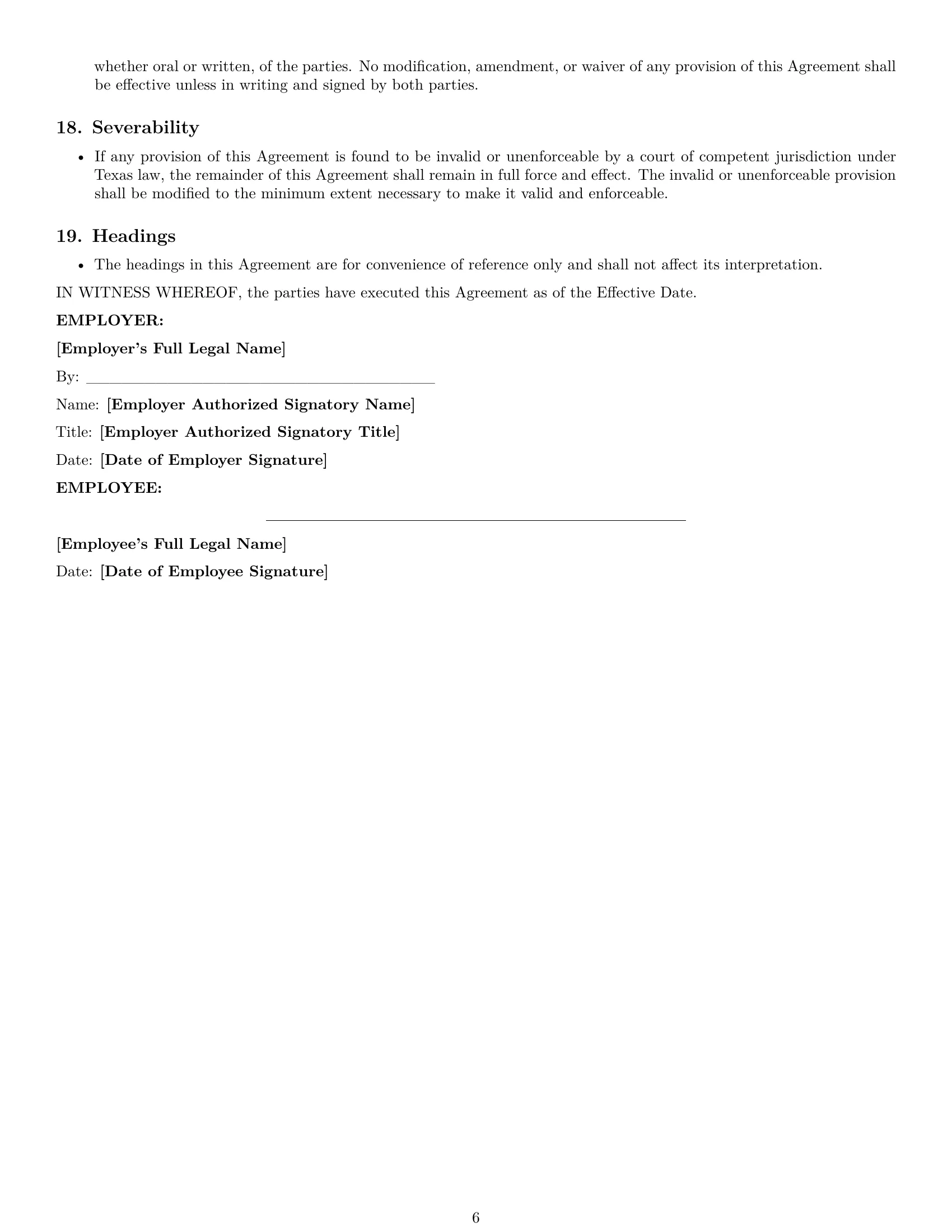 Preview page 6 of Pro Texas technical support engineer employment contract template