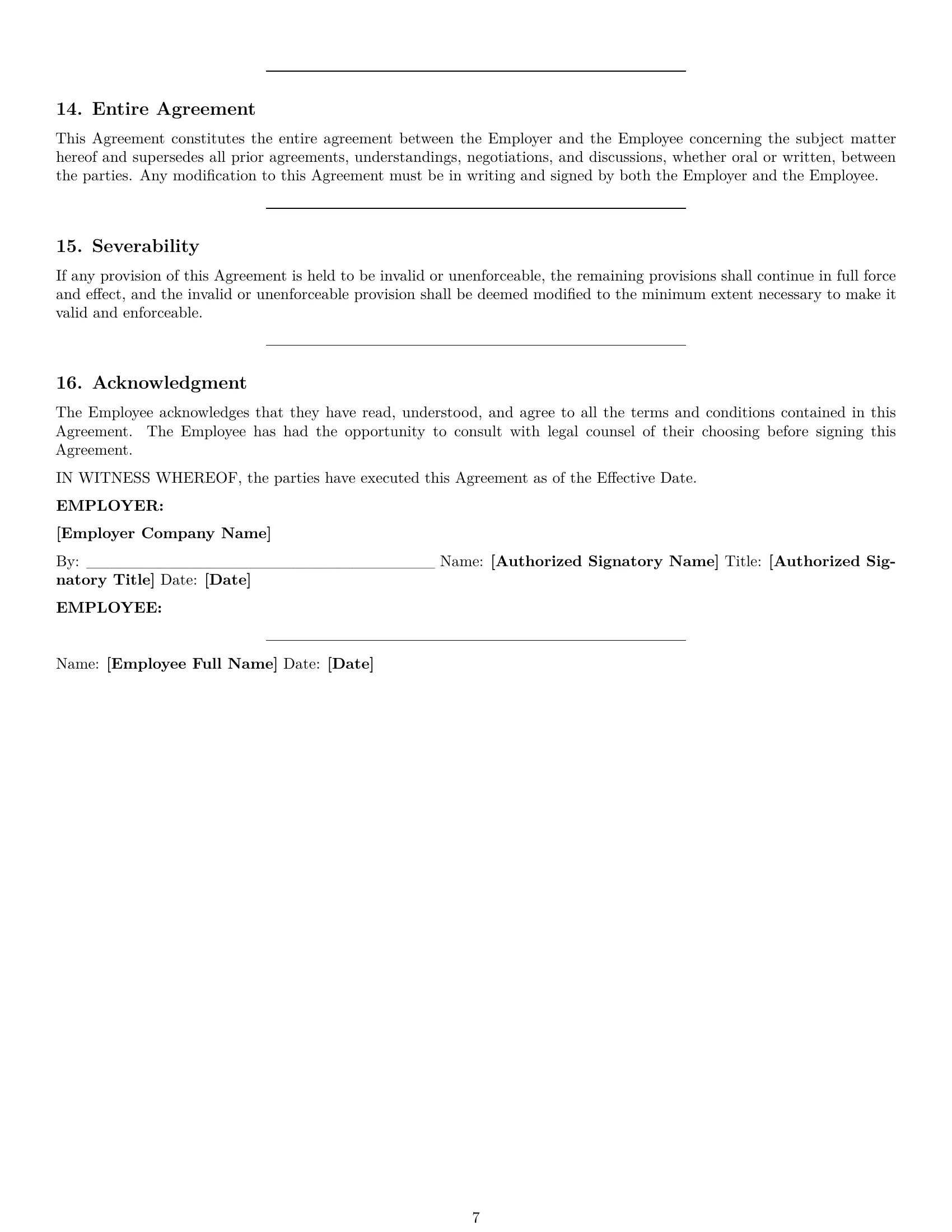 Preview page 7 of Pro Vermont technical support engineer employment contract template