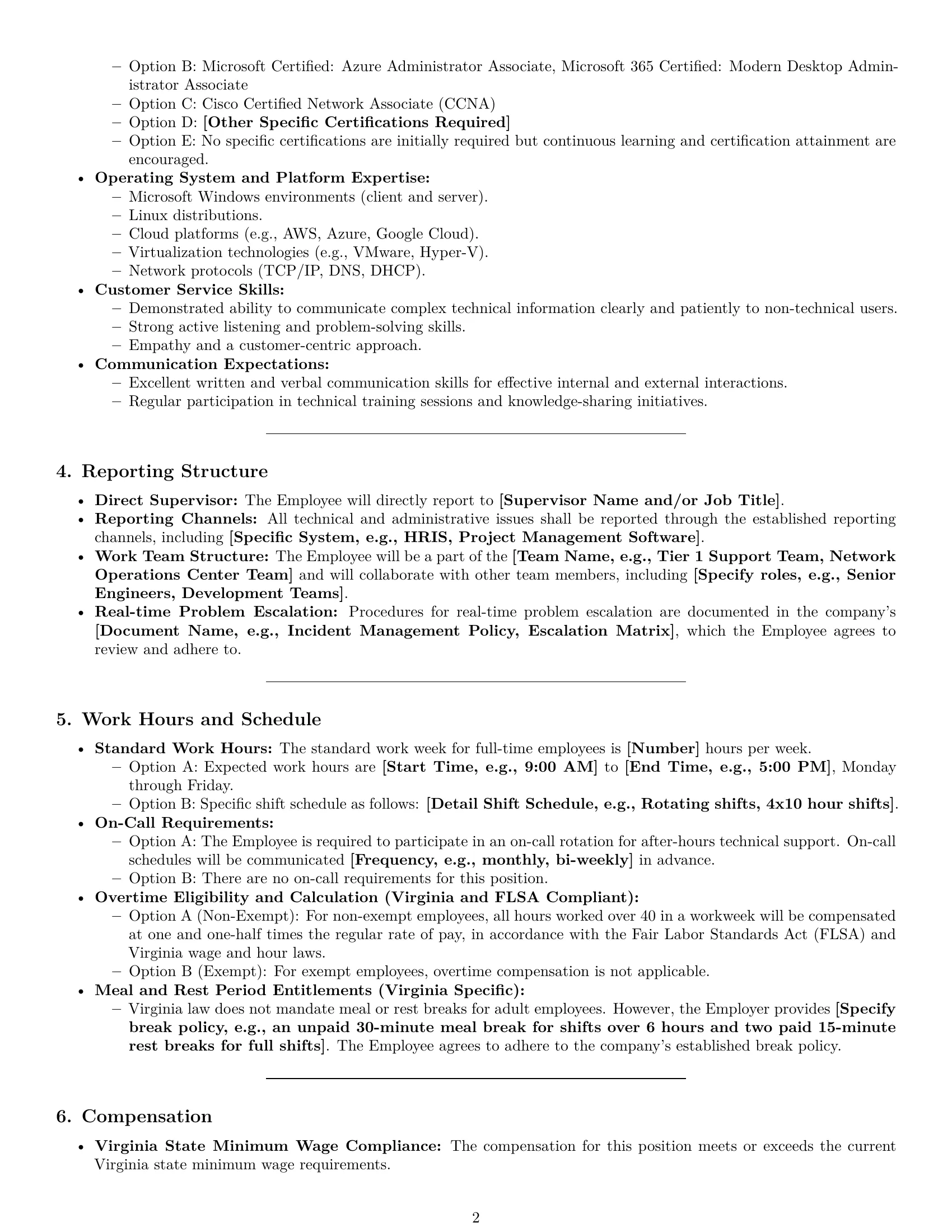 Preview page 2 of Pro Virginia technical support engineer employment contract template