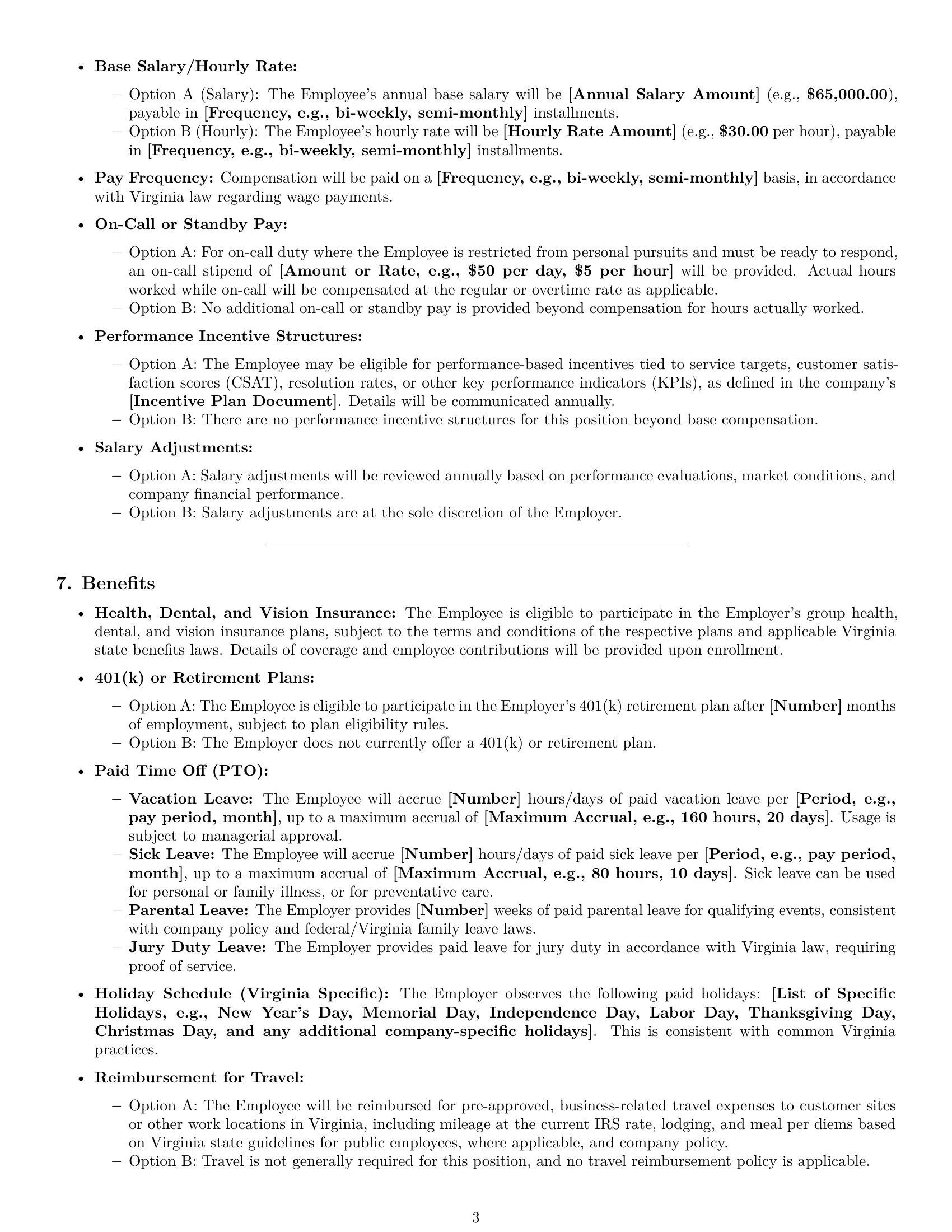 Preview page 3 of Pro Virginia technical support engineer employment contract template