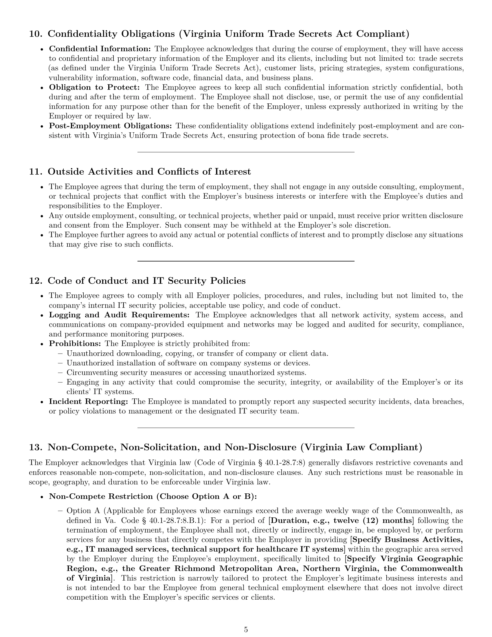 Preview page 5 of Pro Virginia technical support engineer employment contract template