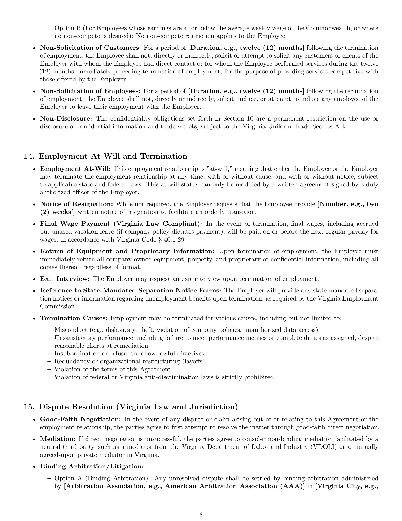 Preview page 6 of Pro Virginia technical support engineer employment contract template