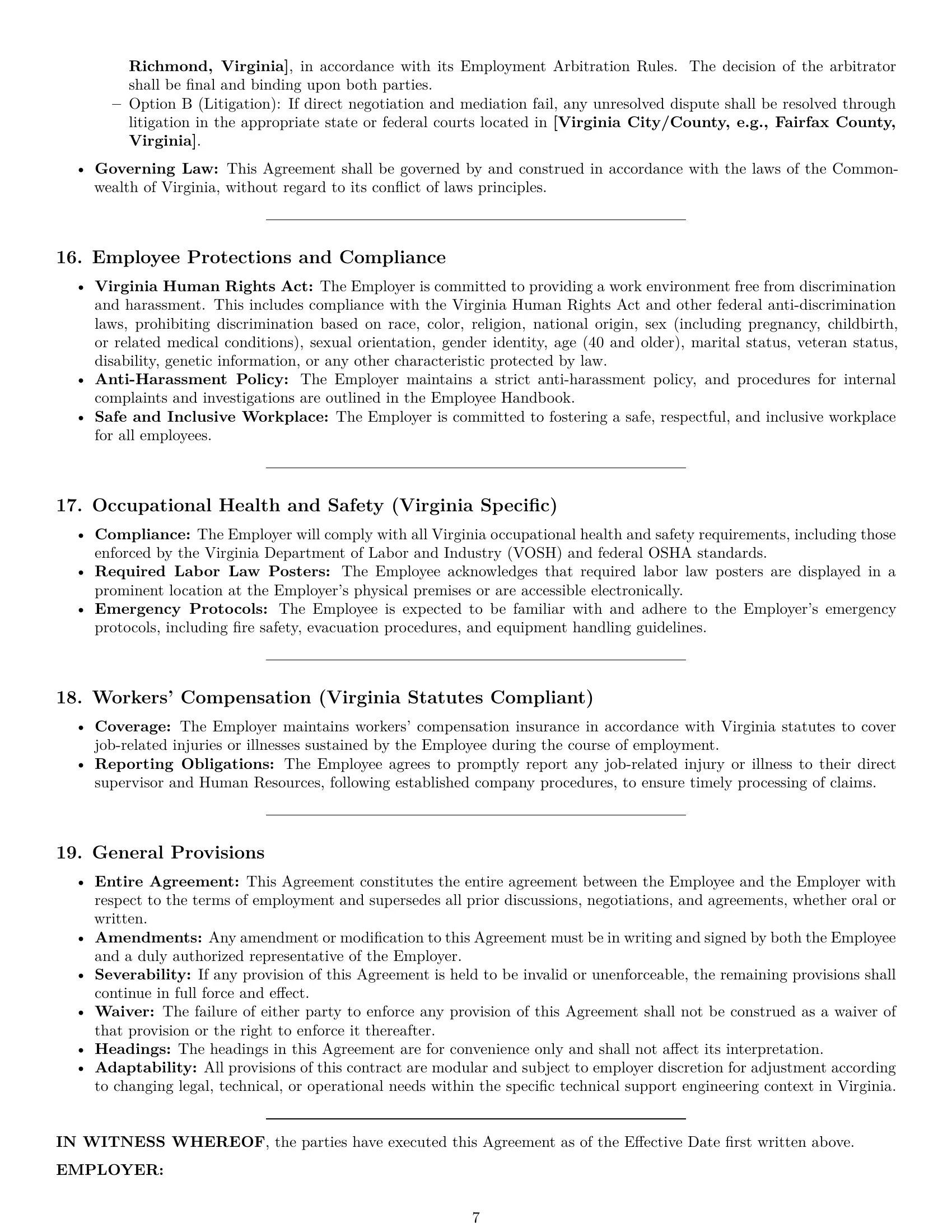 Preview page 7 of Pro Virginia technical support engineer employment contract template