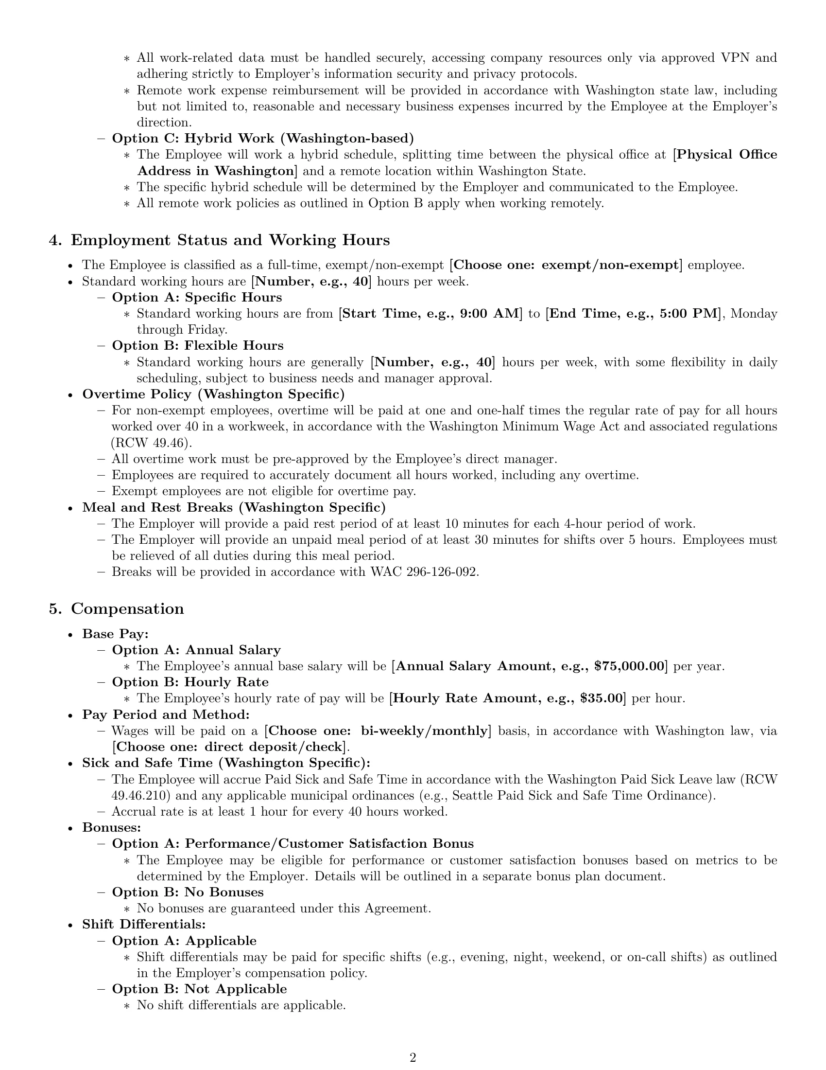 Preview page 2 of Pro Washington technical support engineer employment contract template