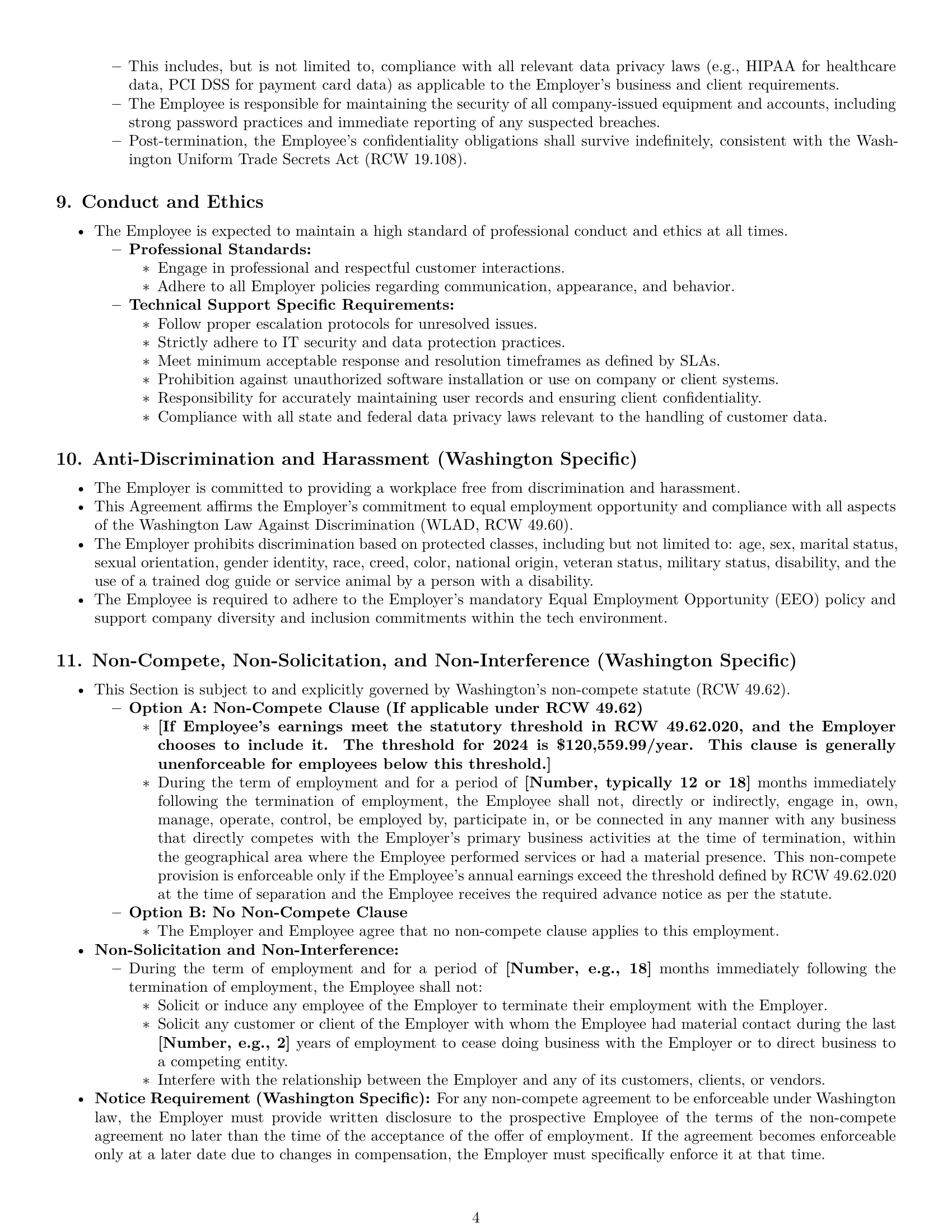 Preview page 4 of Pro Washington technical support engineer employment contract template