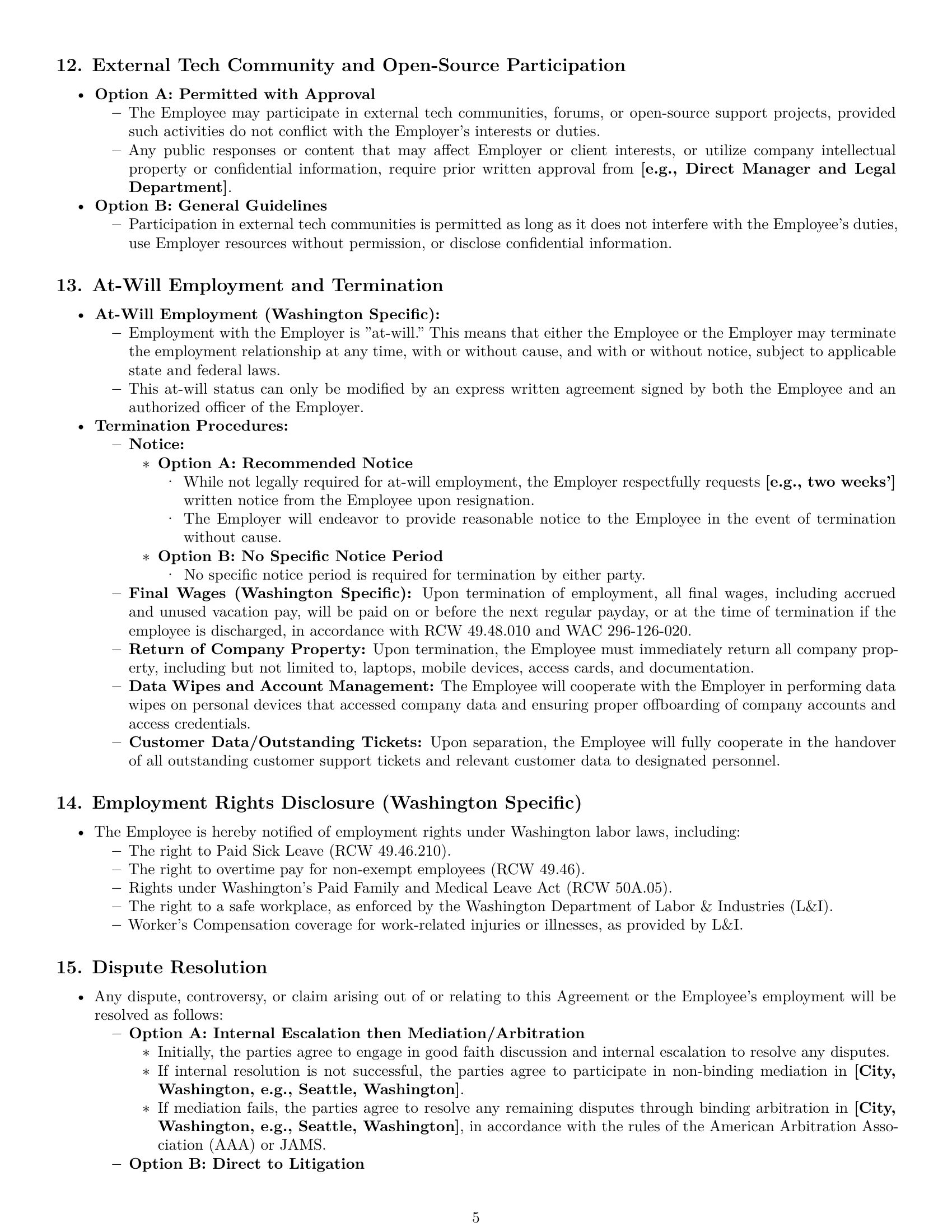 Preview page 5 of Pro Washington technical support engineer employment contract template