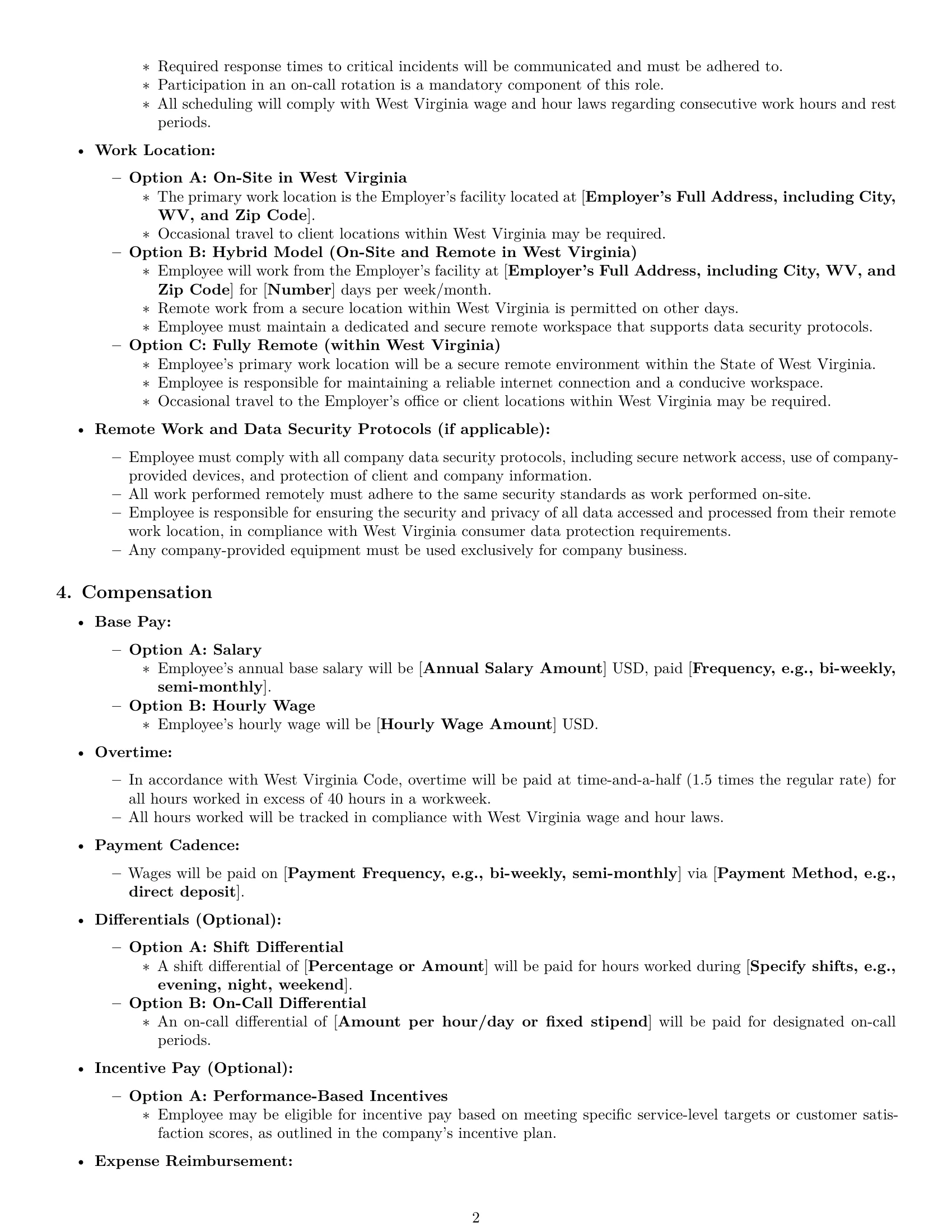 Preview page 2 of Pro West Virginia technical support engineer employment contract template