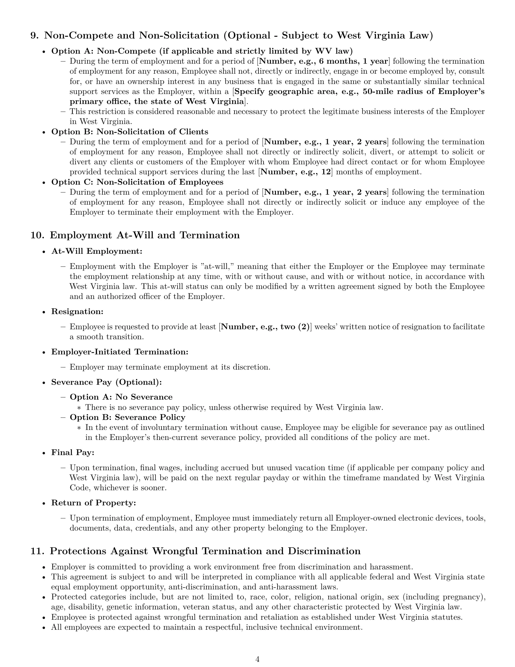 Preview page 4 of Pro West Virginia technical support engineer employment contract template