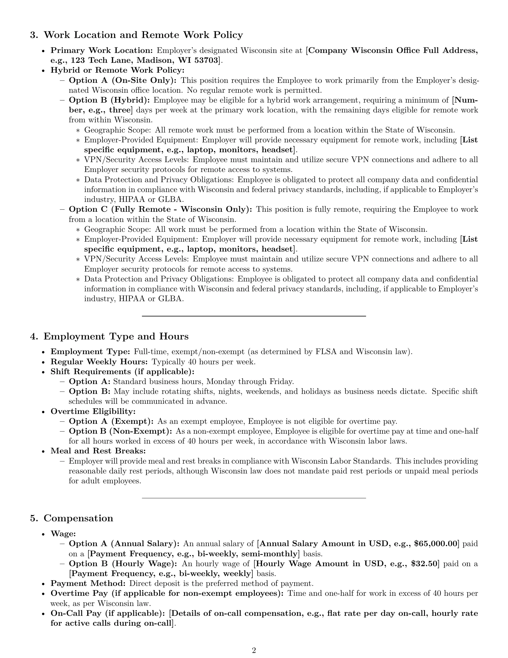 Preview page 2 of Pro Wisconsin technical support engineer employment contract template