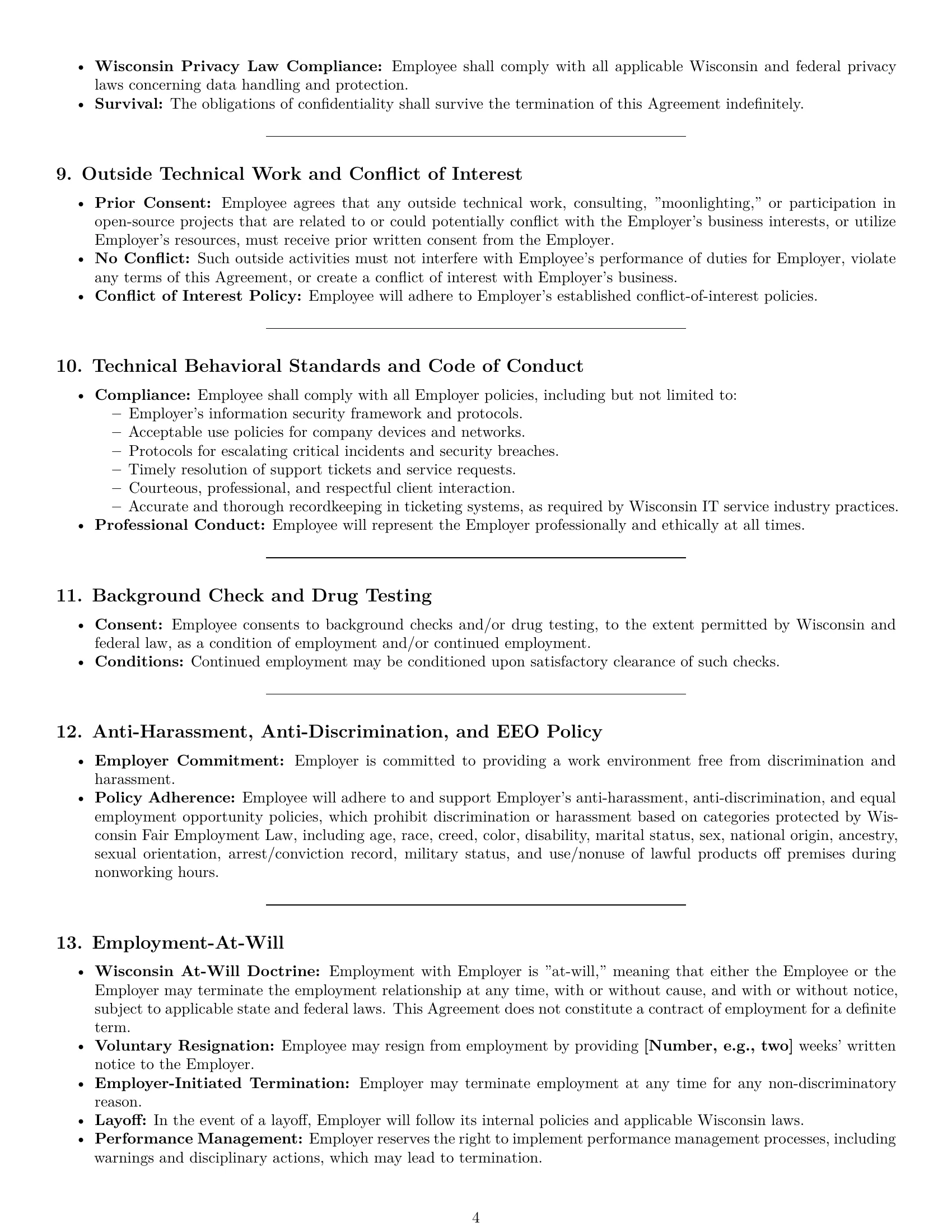 Preview page 4 of Pro Wisconsin technical support engineer employment contract template