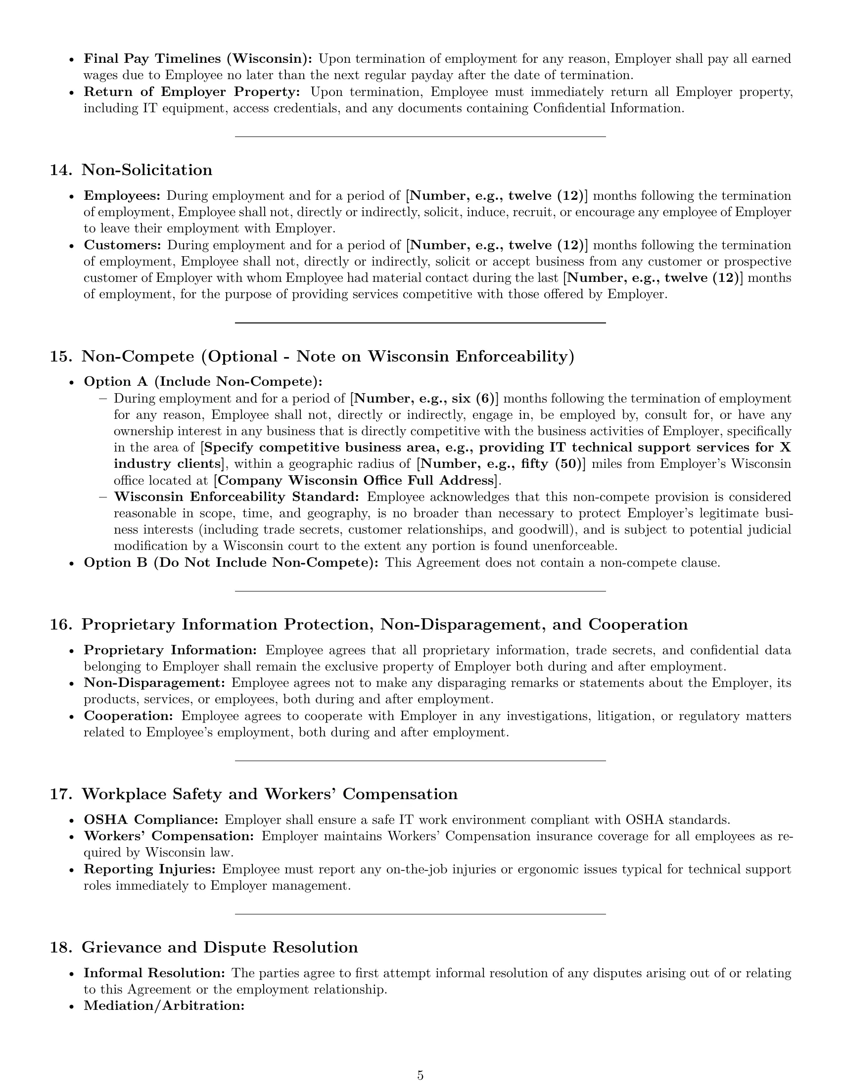 Preview page 5 of Pro Wisconsin technical support engineer employment contract template