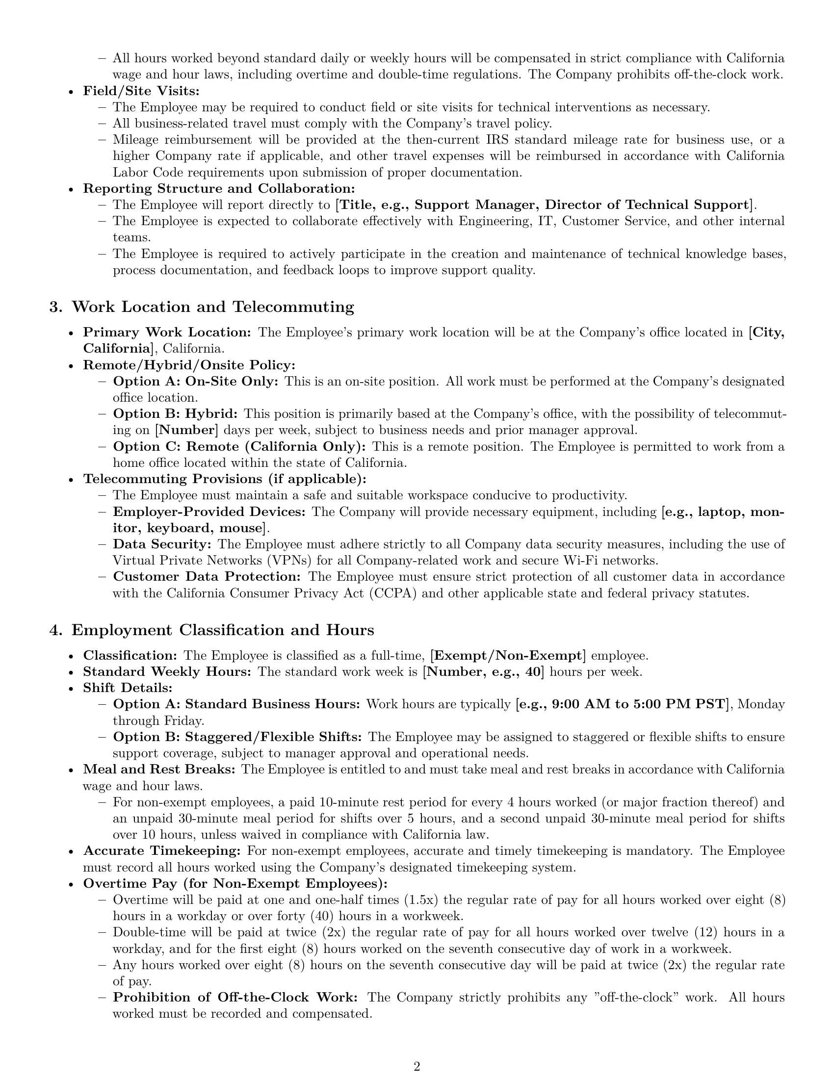 Preview page 2 of Pro California technical support engineer employment contract template