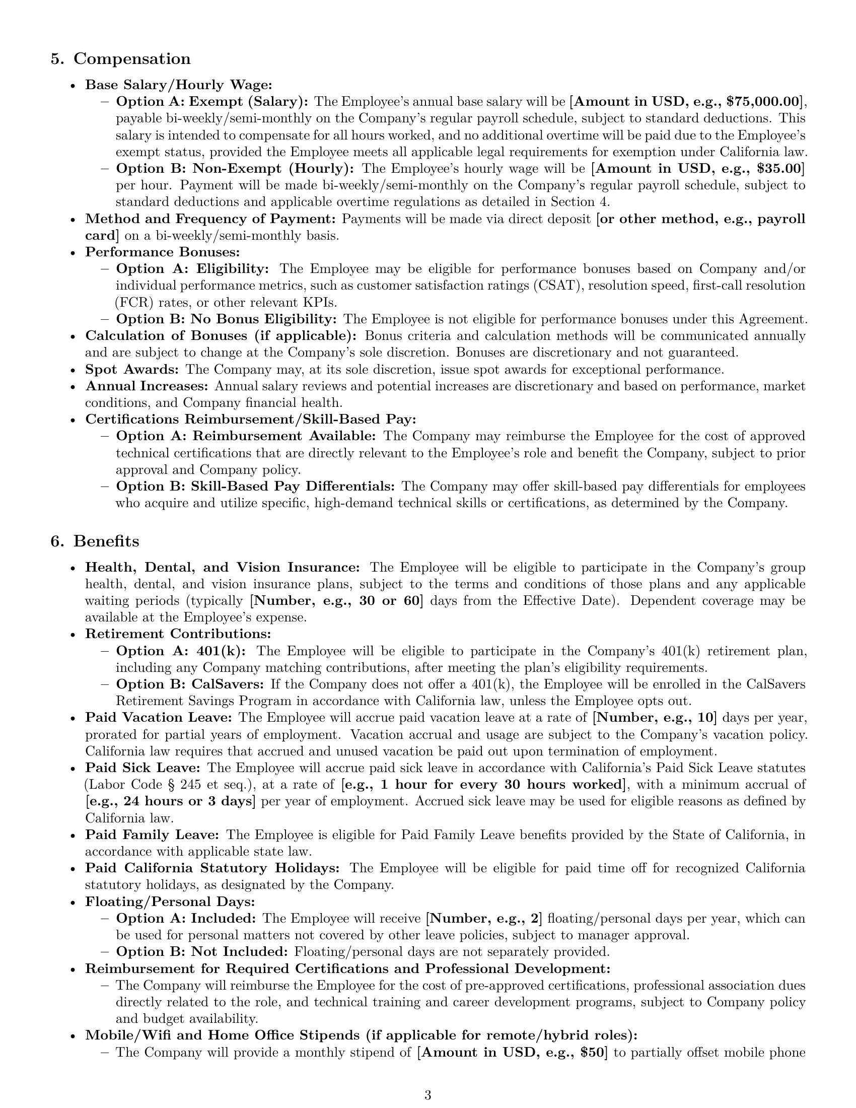 Preview page 3 of Pro California technical support engineer employment contract template