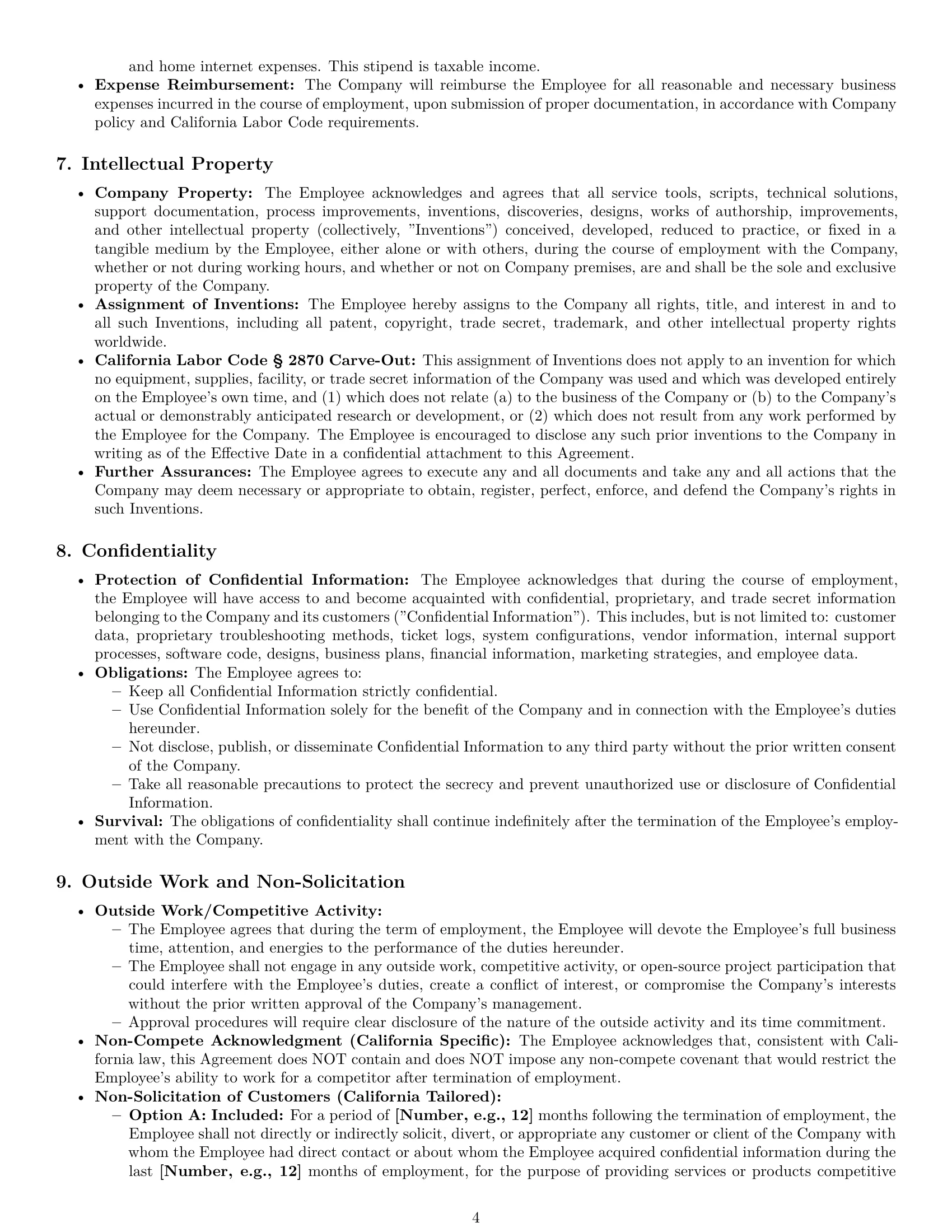 Preview page 4 of Pro California technical support engineer employment contract template
