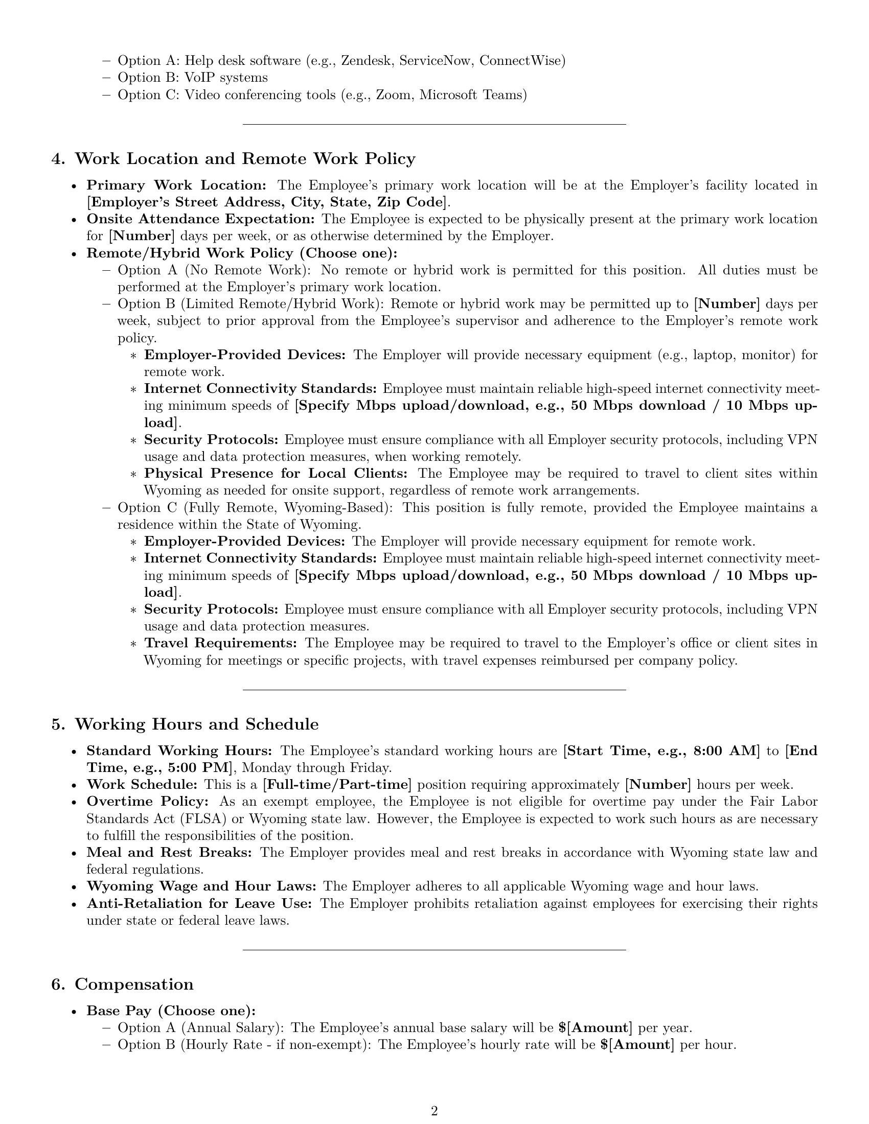 Preview page 2 of Pro Wyoming technical support engineer employment contract template