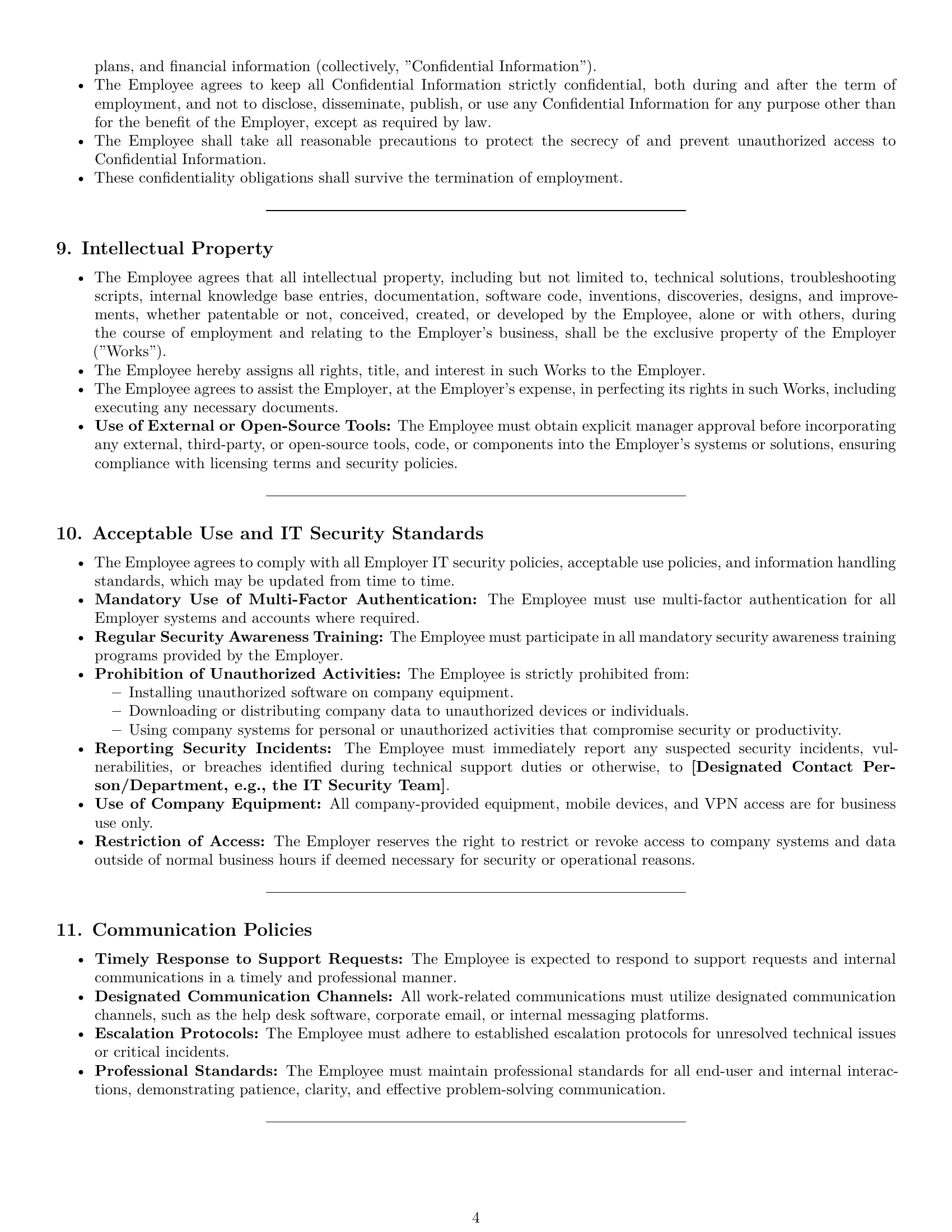 Preview page 4 of Pro Wyoming technical support engineer employment contract template
