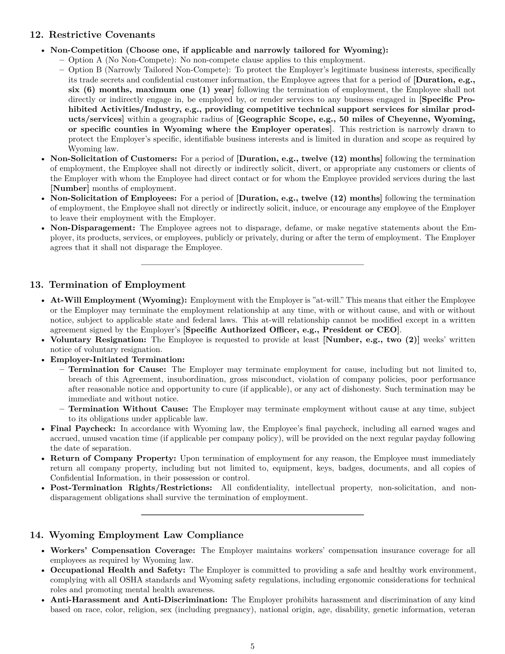 Preview page 5 of Pro Wyoming technical support engineer employment contract template
