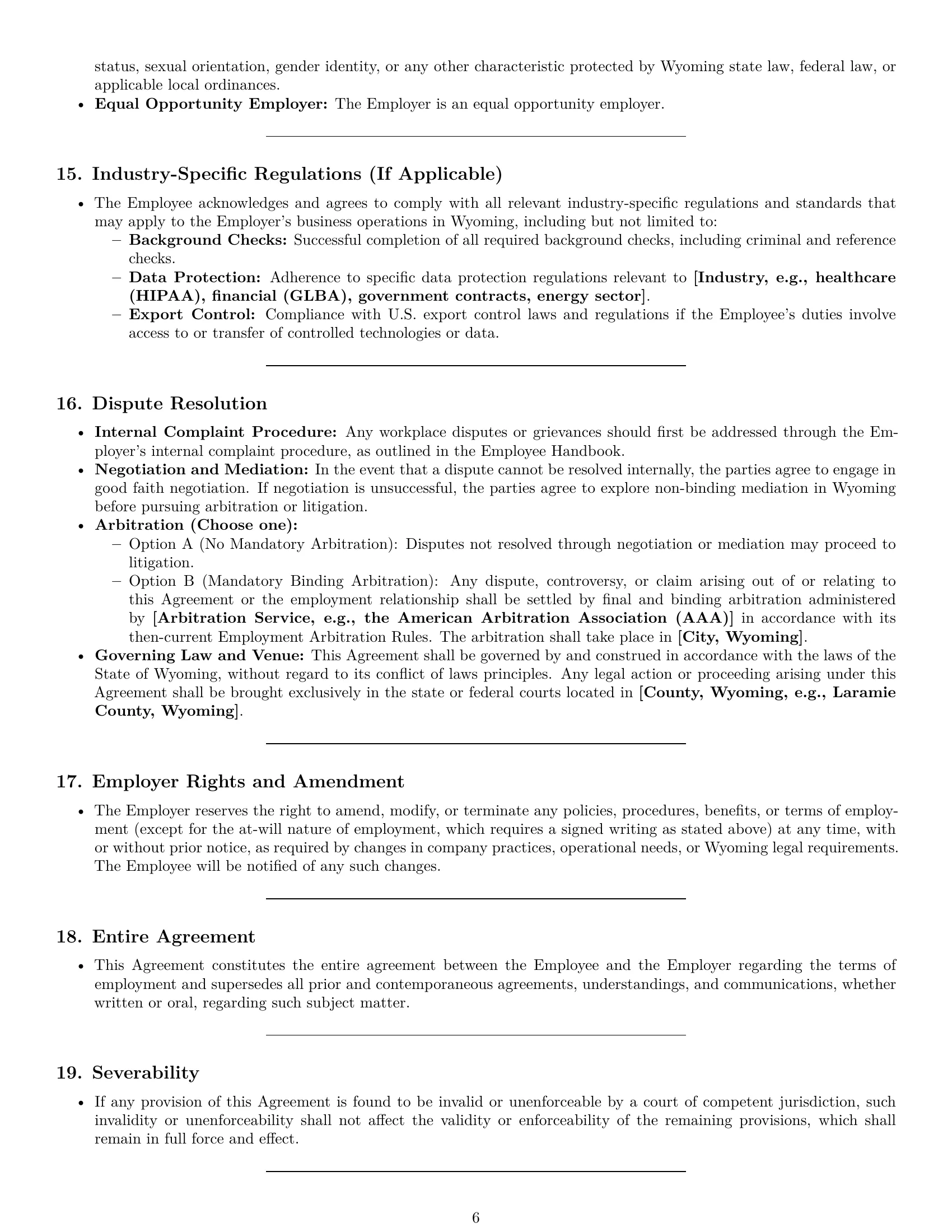 Preview page 6 of Pro Wyoming technical support engineer employment contract template