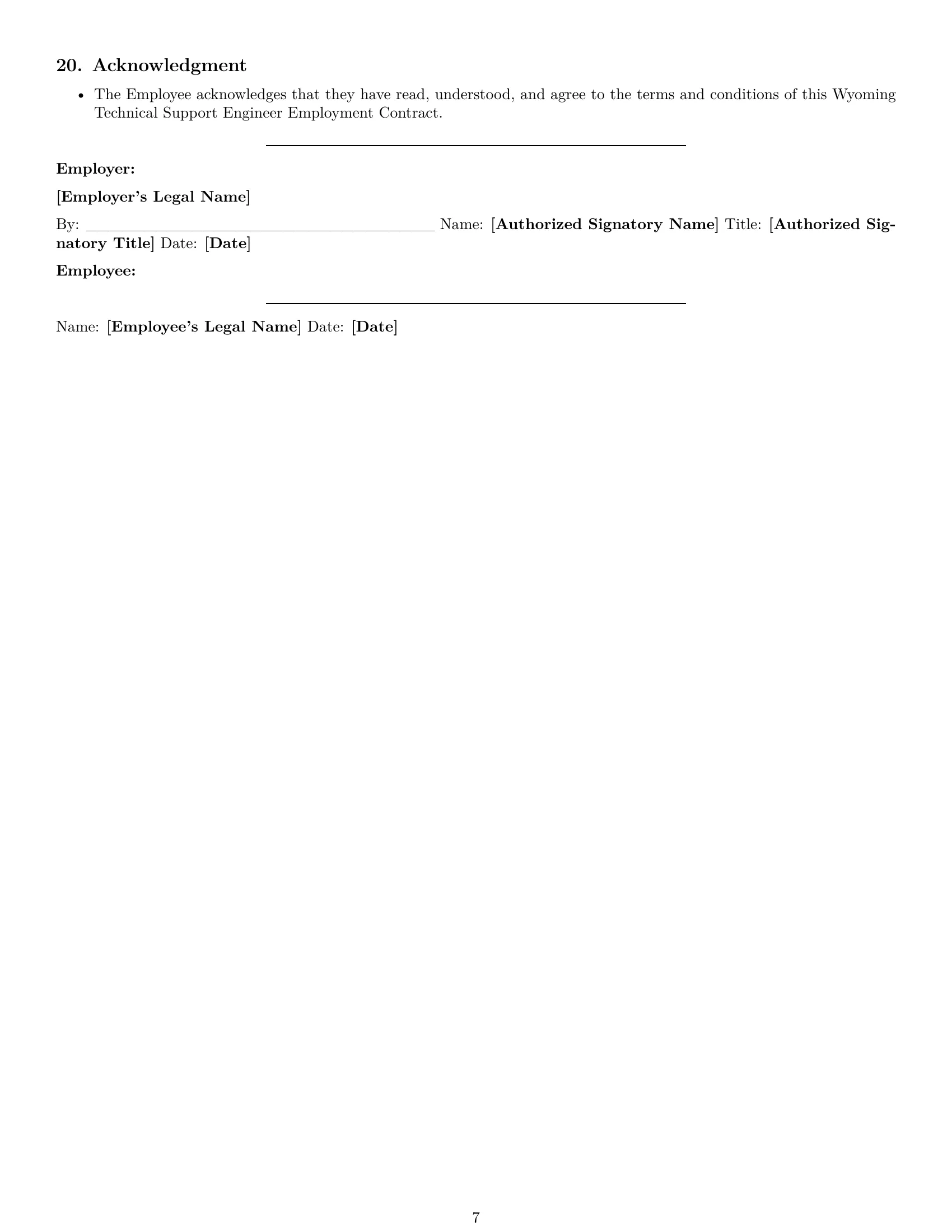 Preview page 7 of Pro Wyoming technical support engineer employment contract template