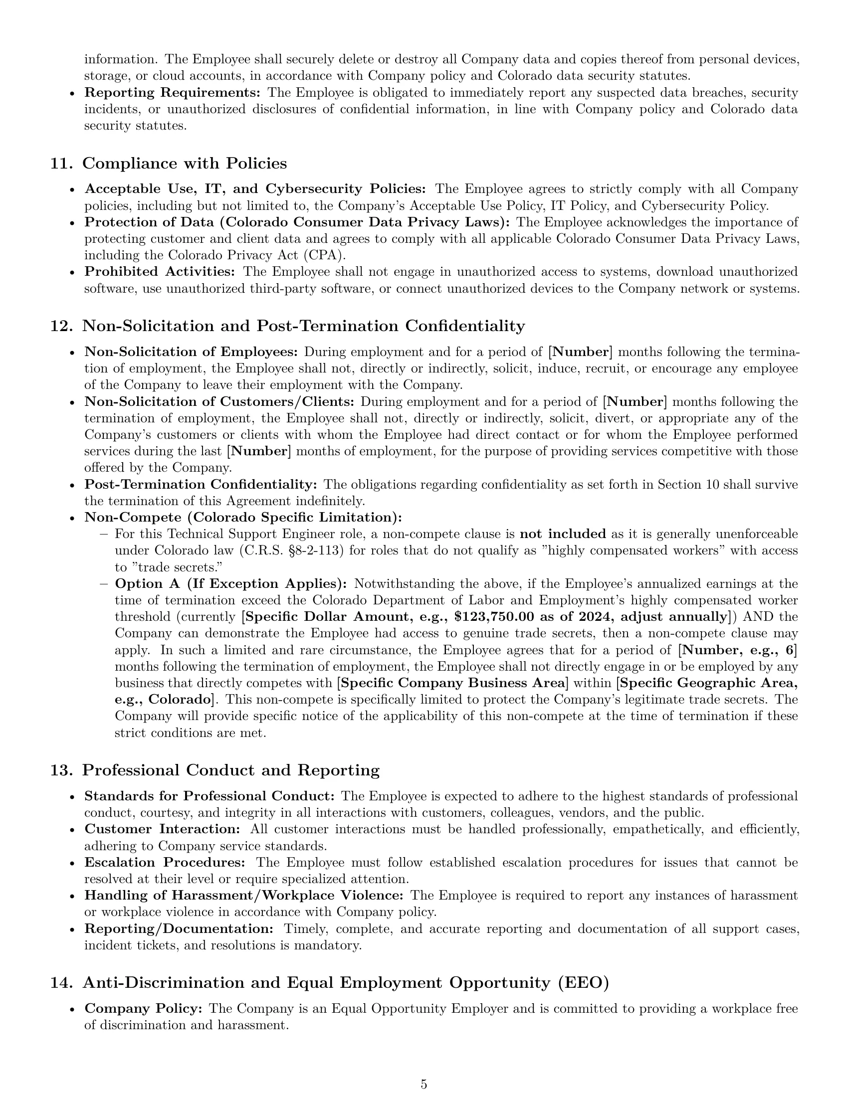Preview page 5 of Pro Colorado technical support engineer employment contract template