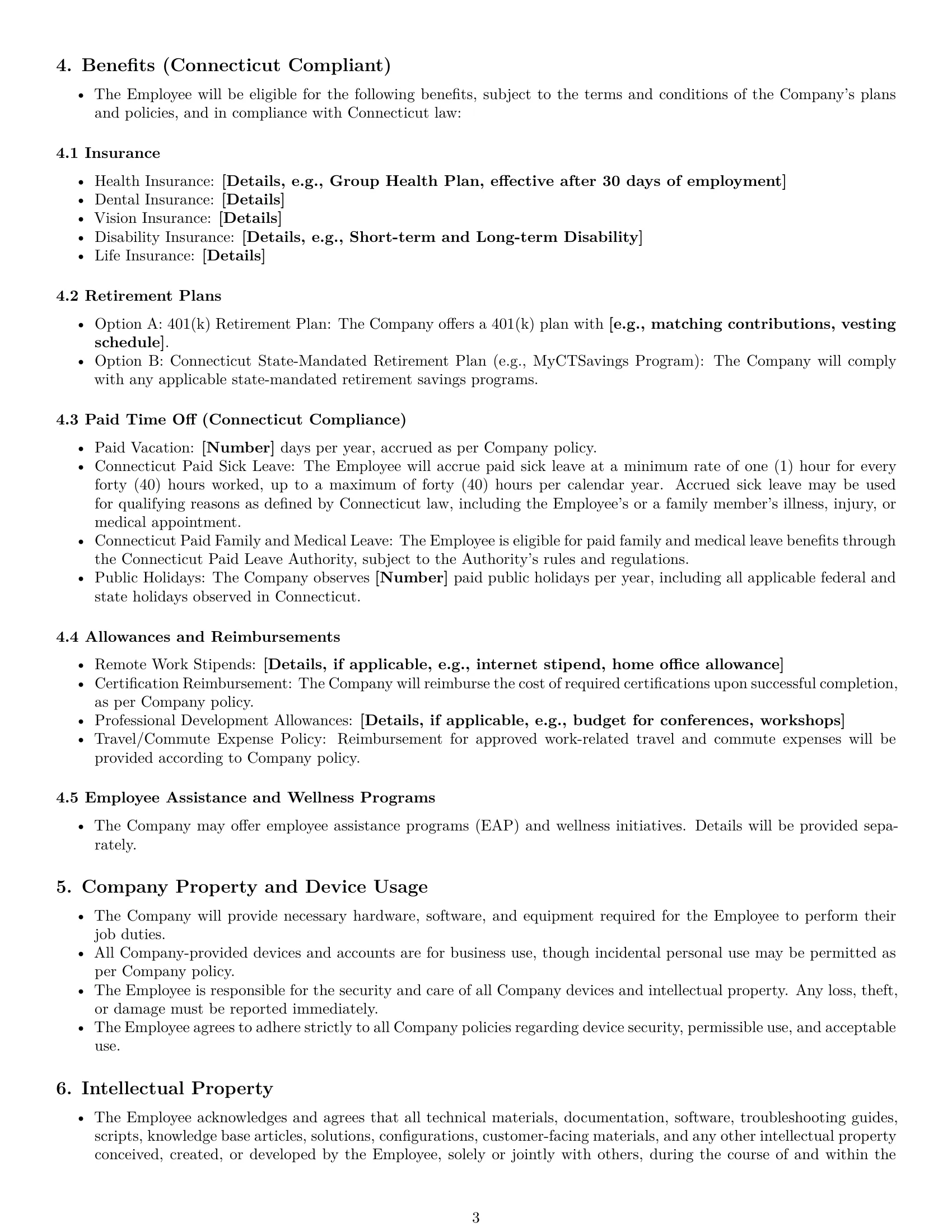 Preview page 3 of Pro Connecticut technical support engineer employment contract template