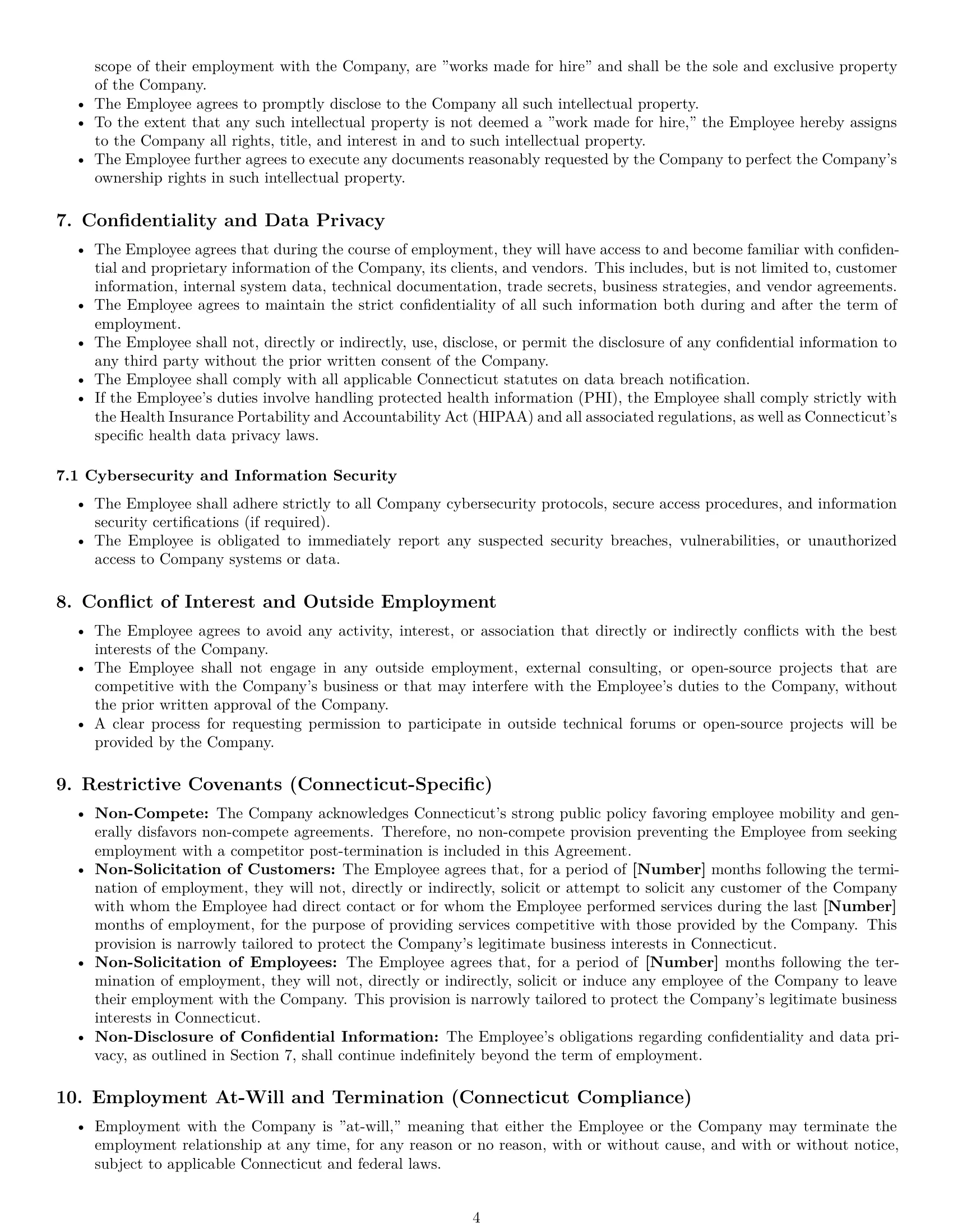 Preview page 4 of Pro Connecticut technical support engineer employment contract template