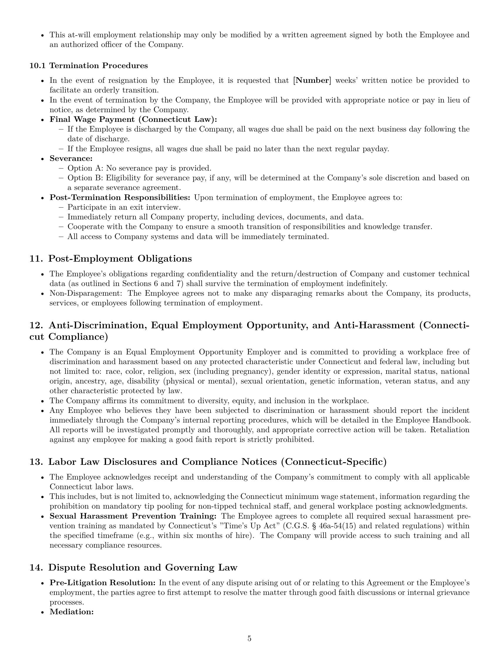 Preview page 5 of Pro Connecticut technical support engineer employment contract template