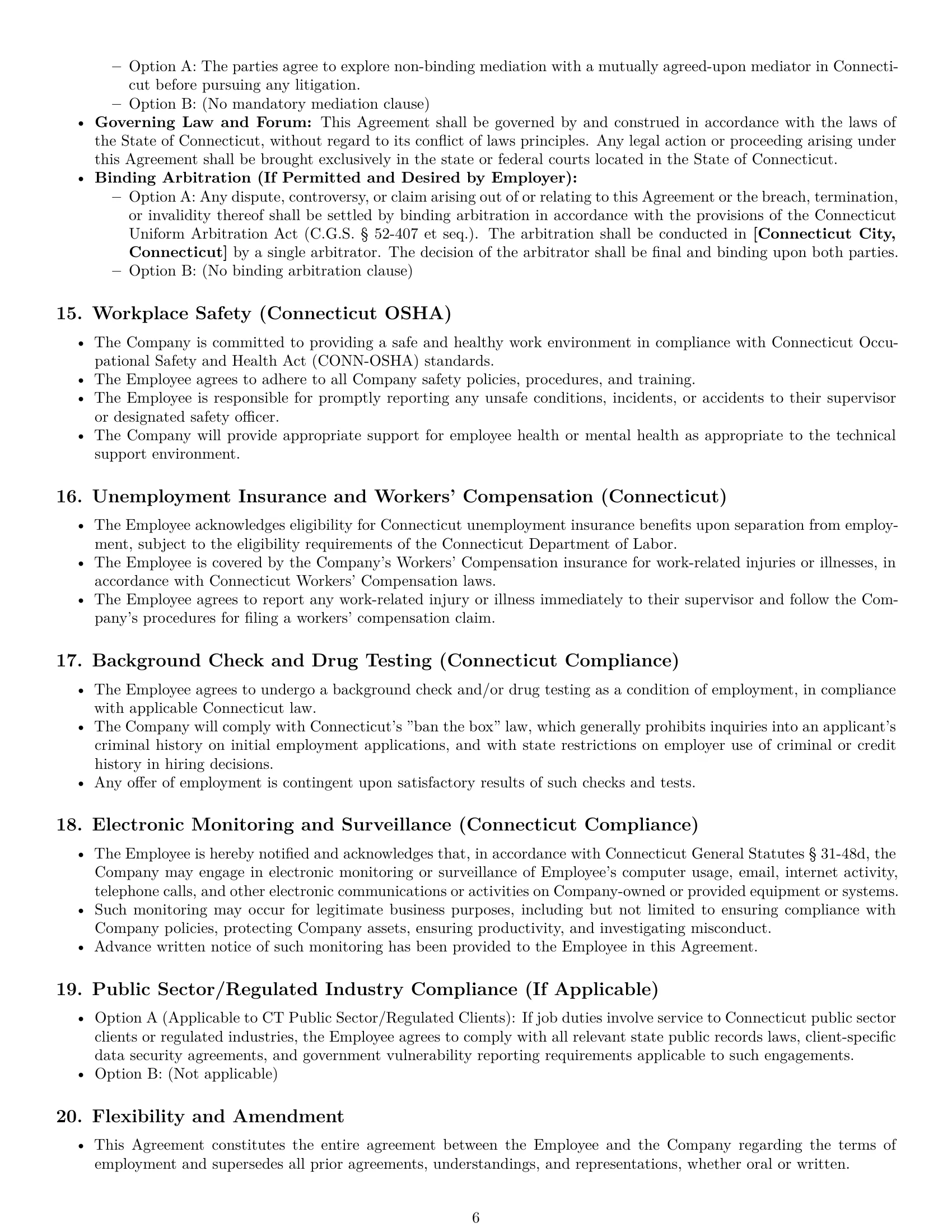 Preview page 6 of Pro Connecticut technical support engineer employment contract template