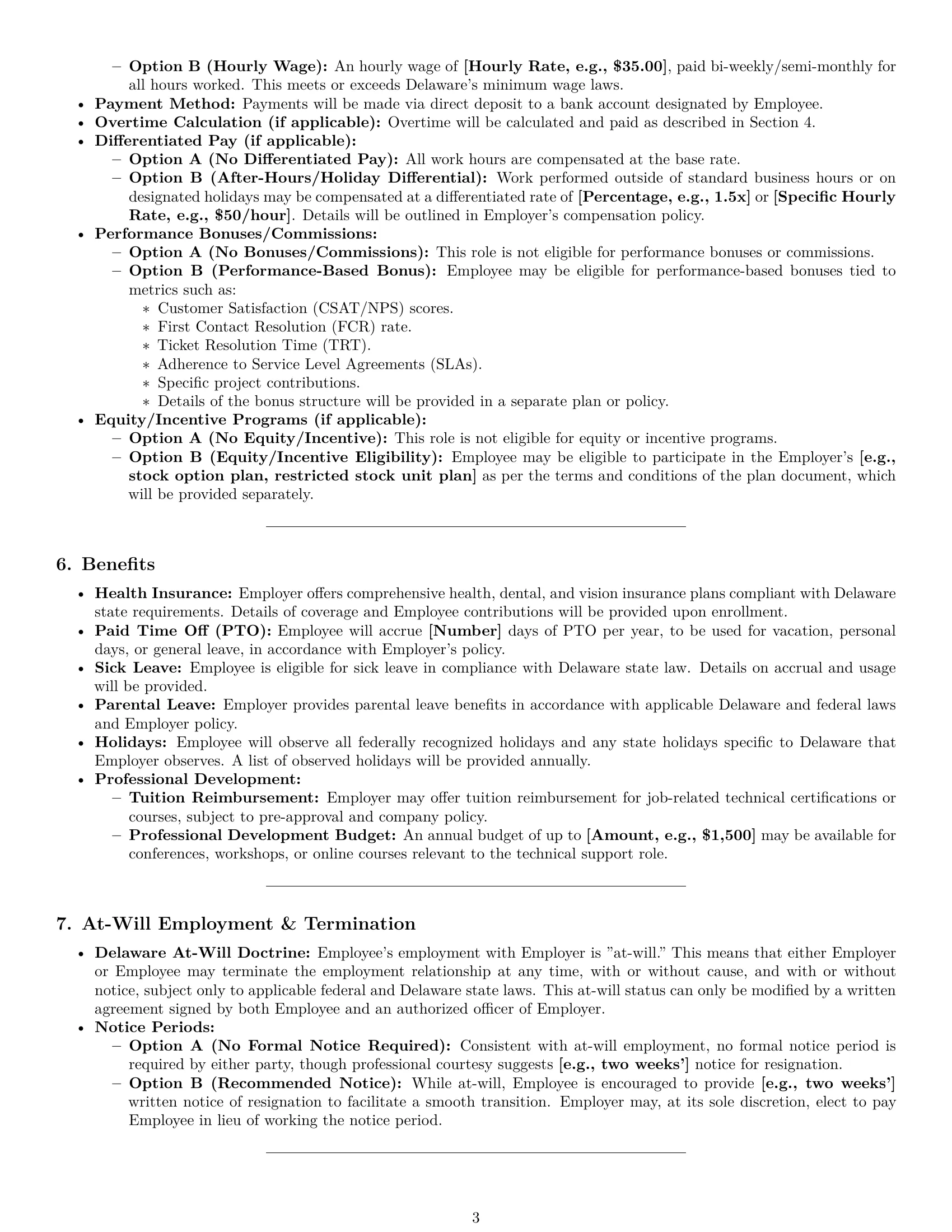 Preview page 3 of Pro Delaware technical support engineer employment contract template