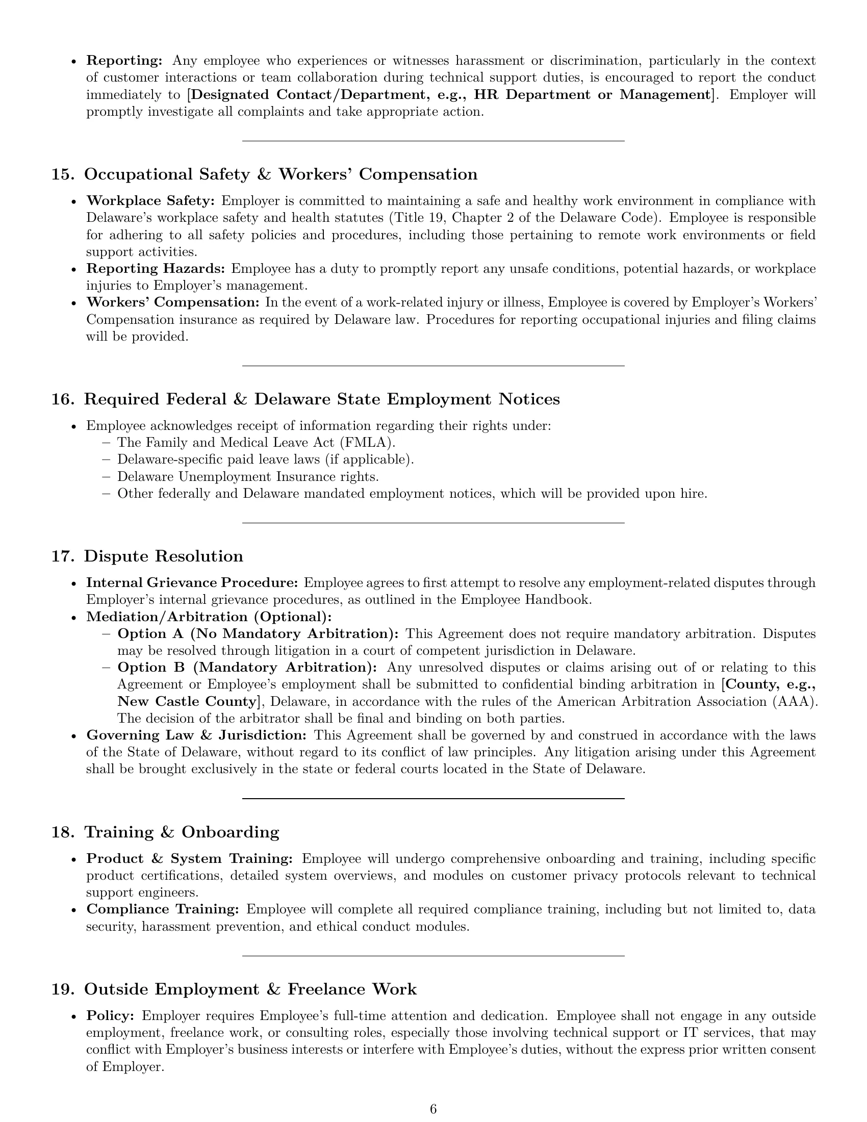 Preview page 6 of Pro Delaware technical support engineer employment contract template