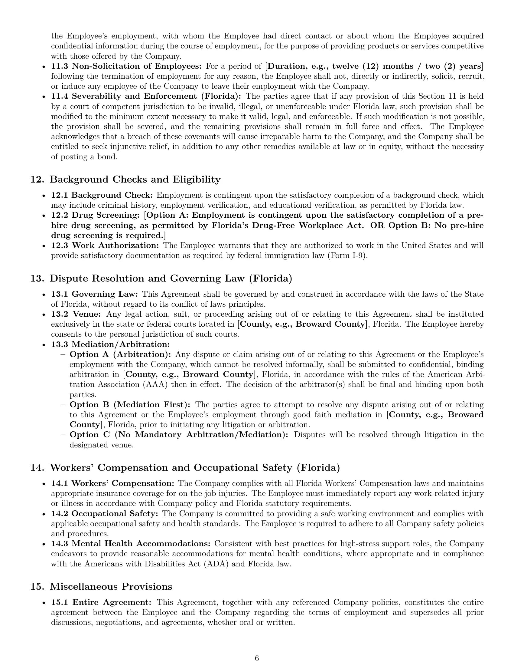 Preview page 6 of Pro Florida technical support engineer employment contract template