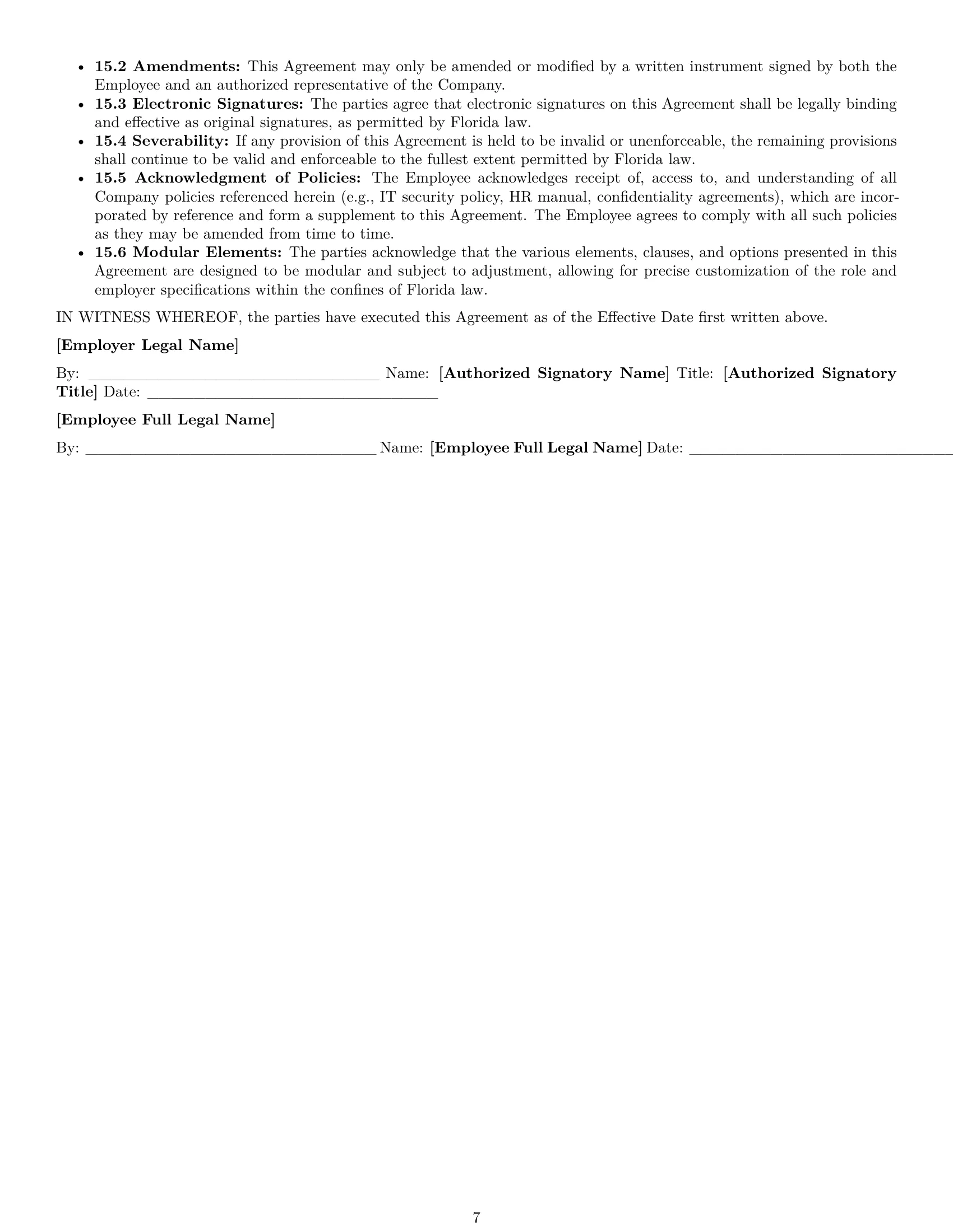 Preview page 7 of Pro Florida technical support engineer employment contract template